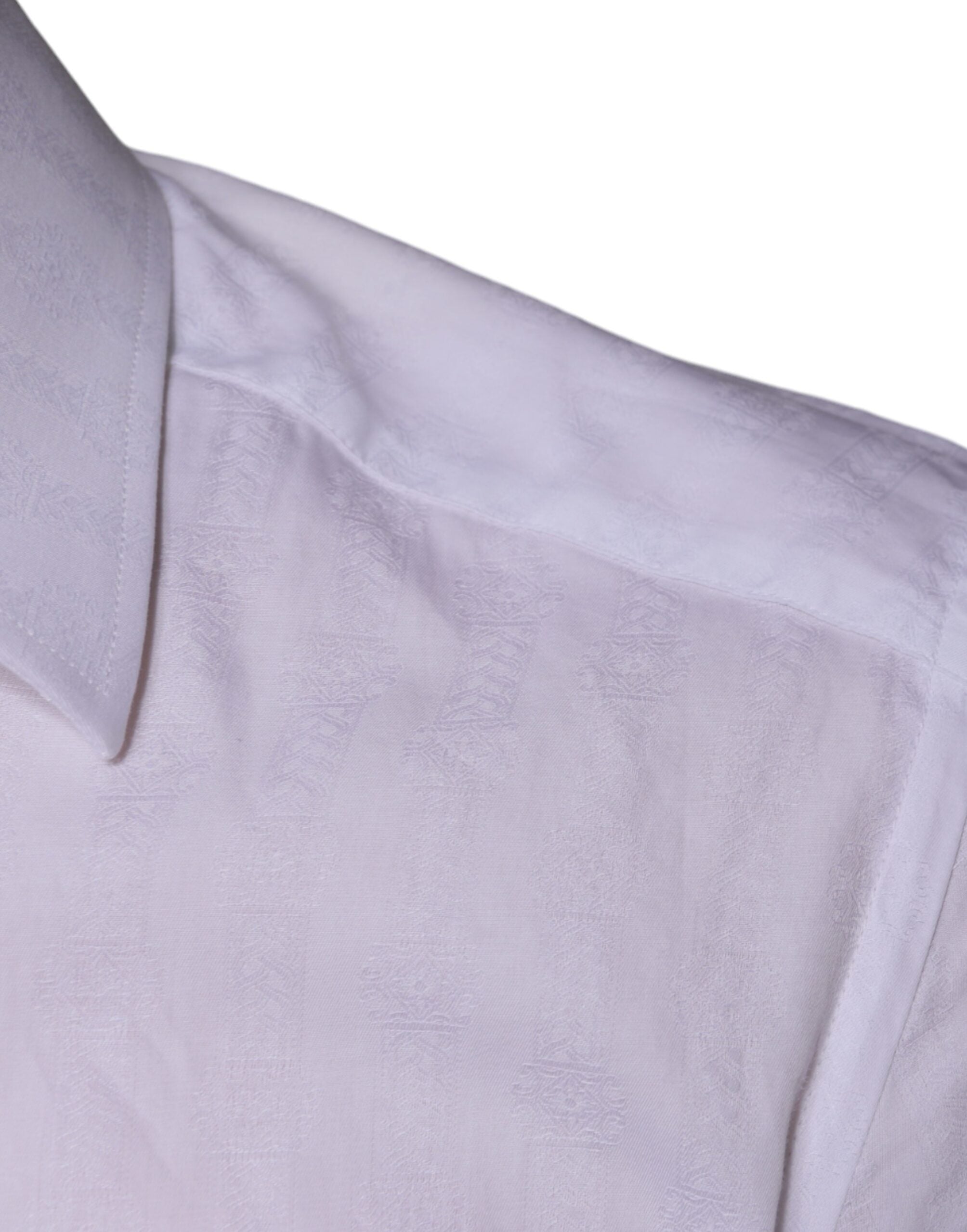 New Dolce & Gabbana White Cotton Men Dress GOLD Formal Shirt