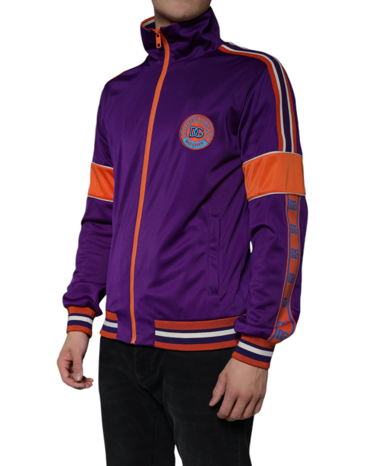 New Dolce & Gabbana Purple Full Zip Long Sleeve Sweater