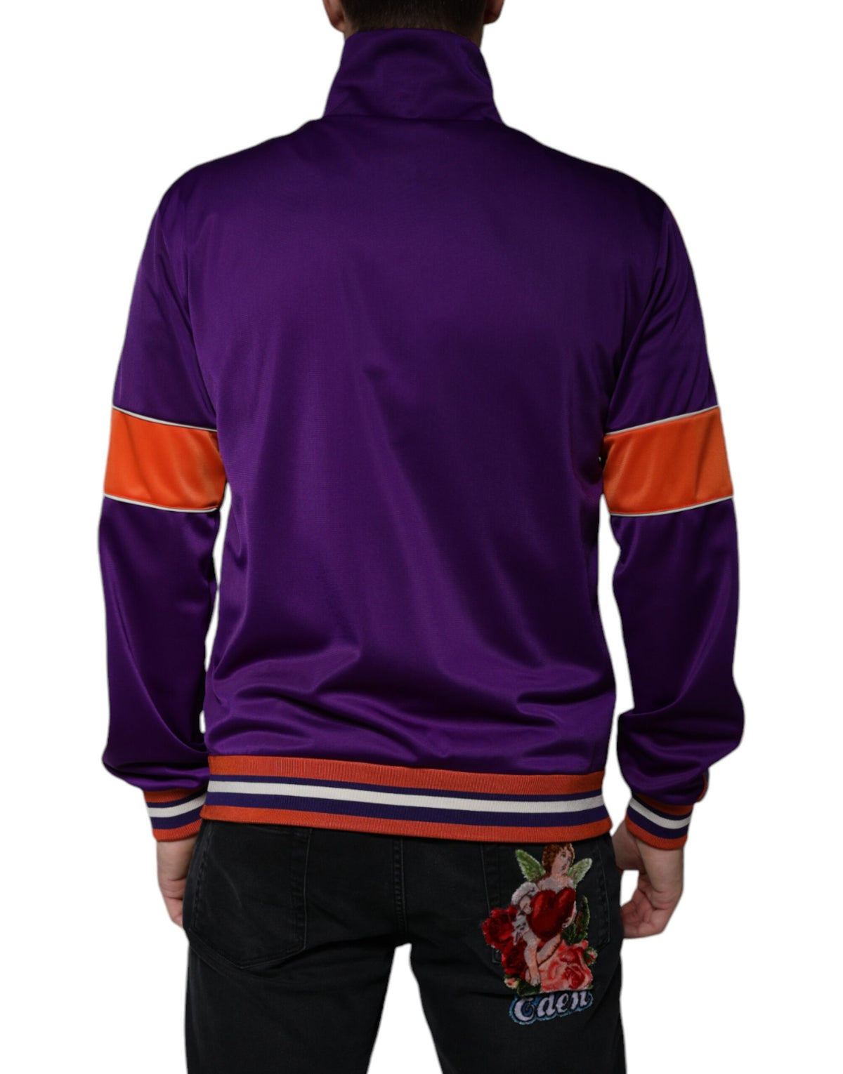 New Dolce & Gabbana Purple Full Zip Long Sleeve Sweater