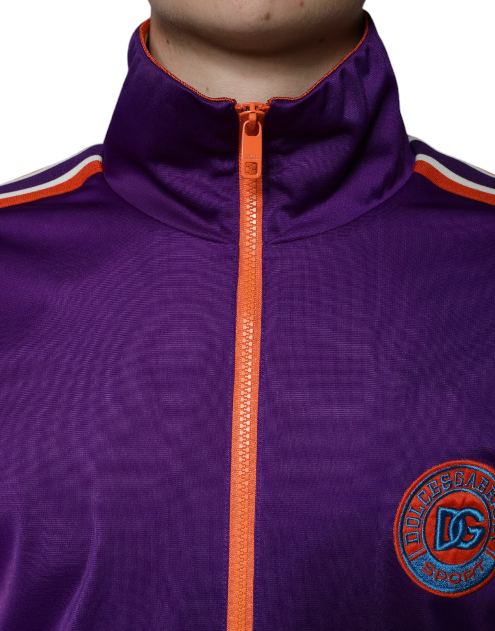 New Dolce & Gabbana Purple Full Zip Long Sleeve Sweater
