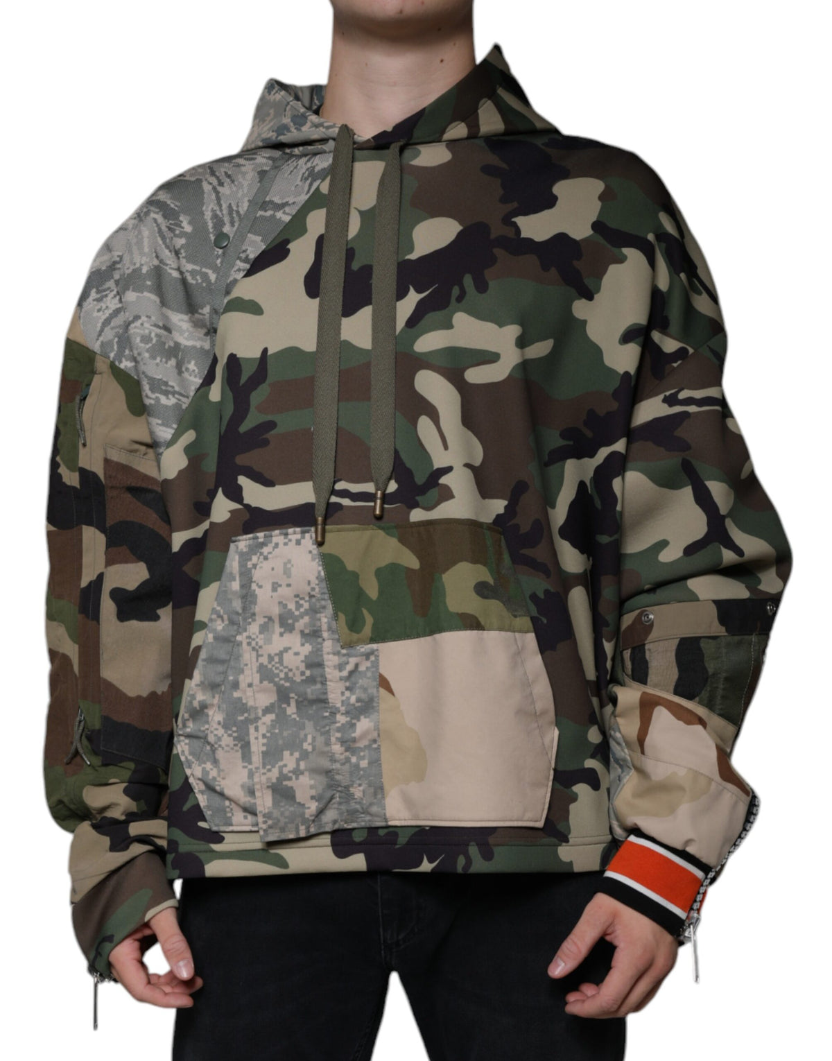 New Dolce & Gabbana Multicolor Camouflage Hooded Sweatshirt Sweater