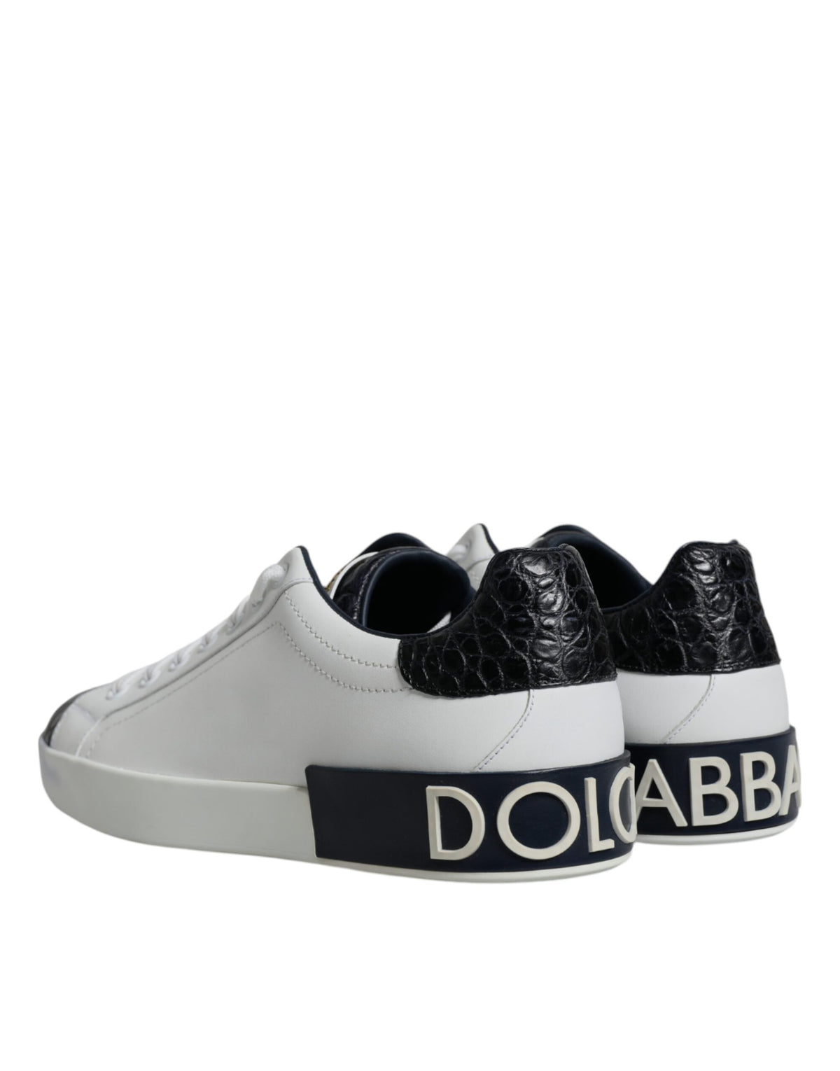 New Dolce & Gabbana White Leather Logo Portofino Sneaker Shoes