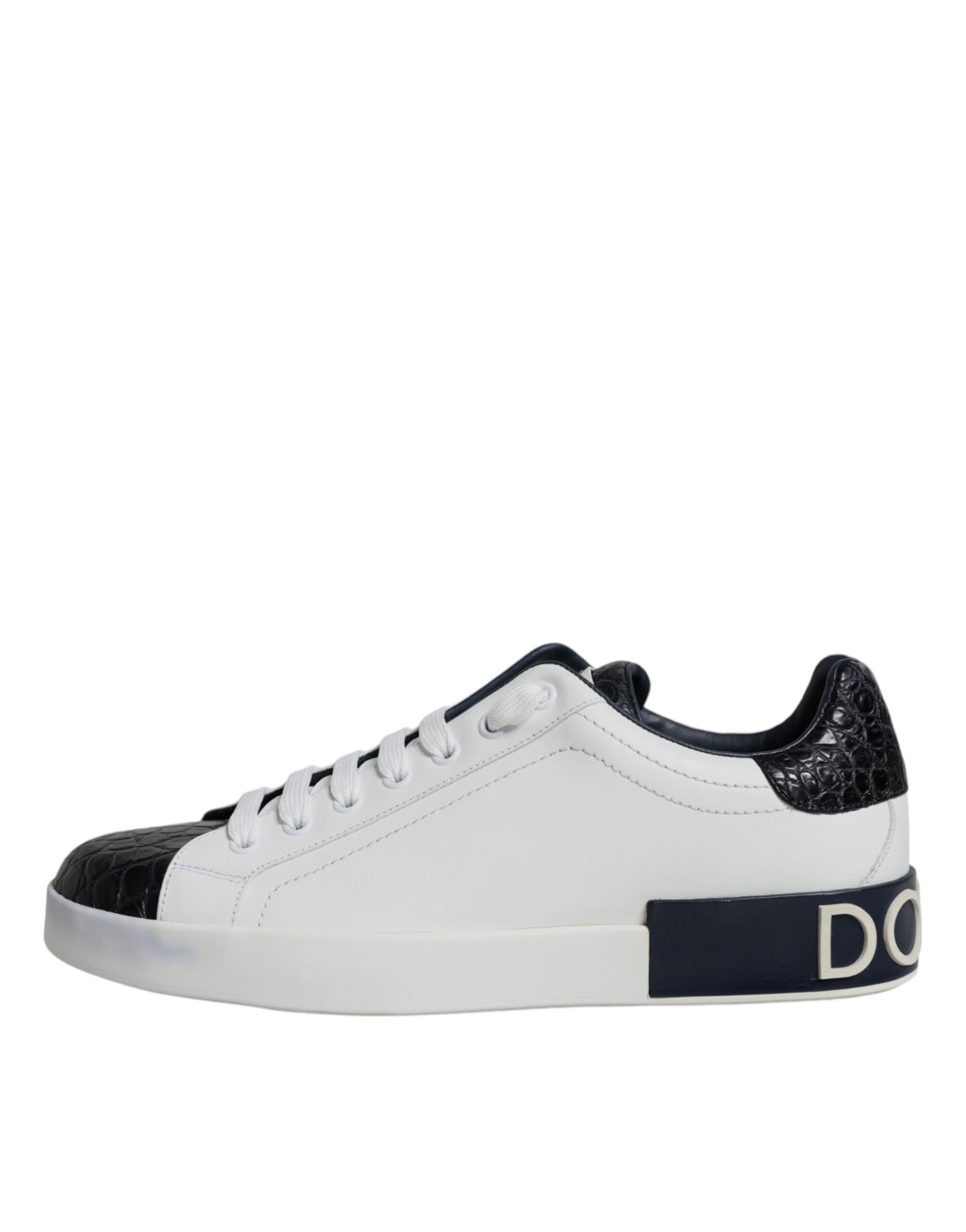 New Dolce & Gabbana White Leather Logo Portofino Sneaker Shoes