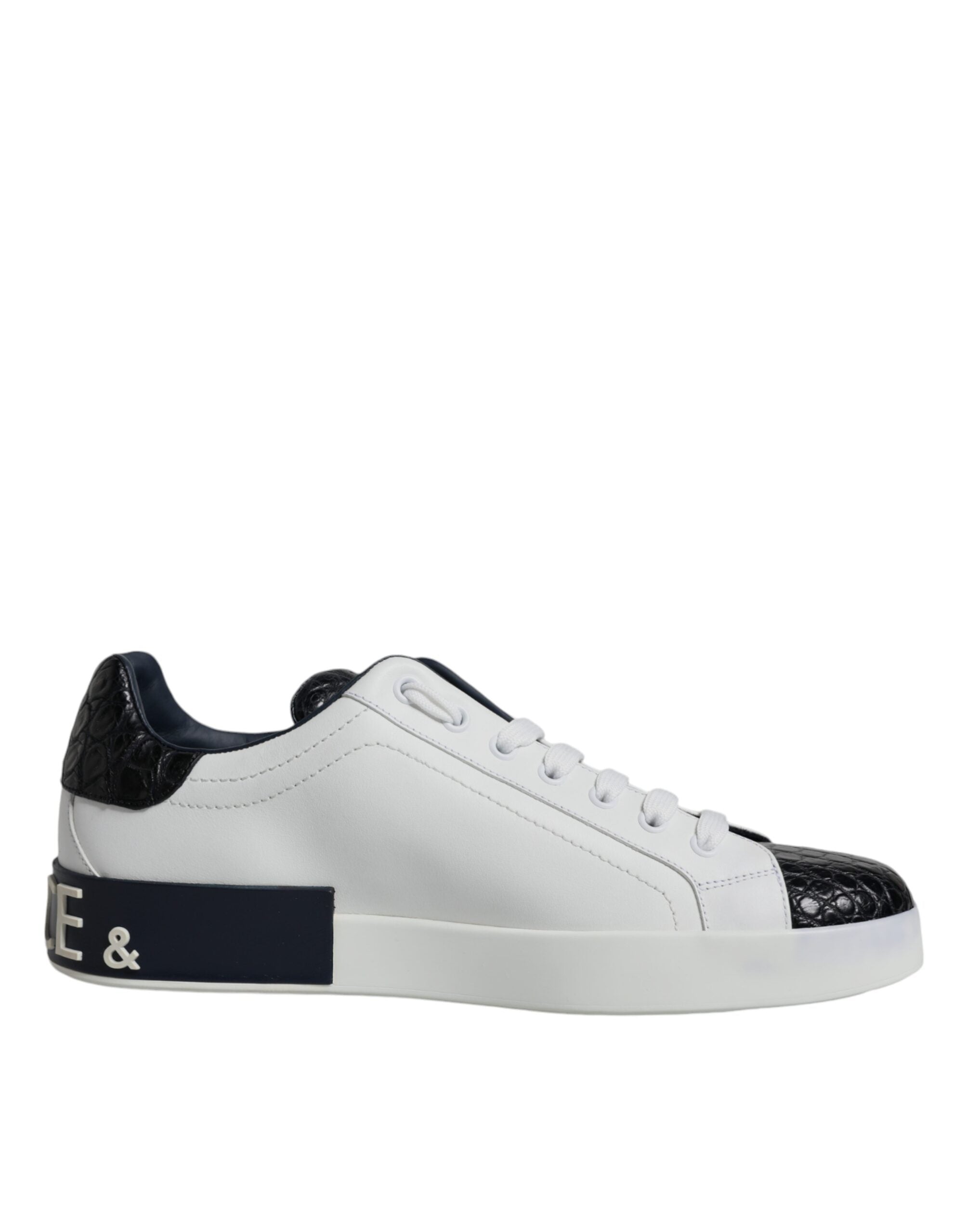 New Dolce & Gabbana White Leather Logo Portofino Sneaker Shoes