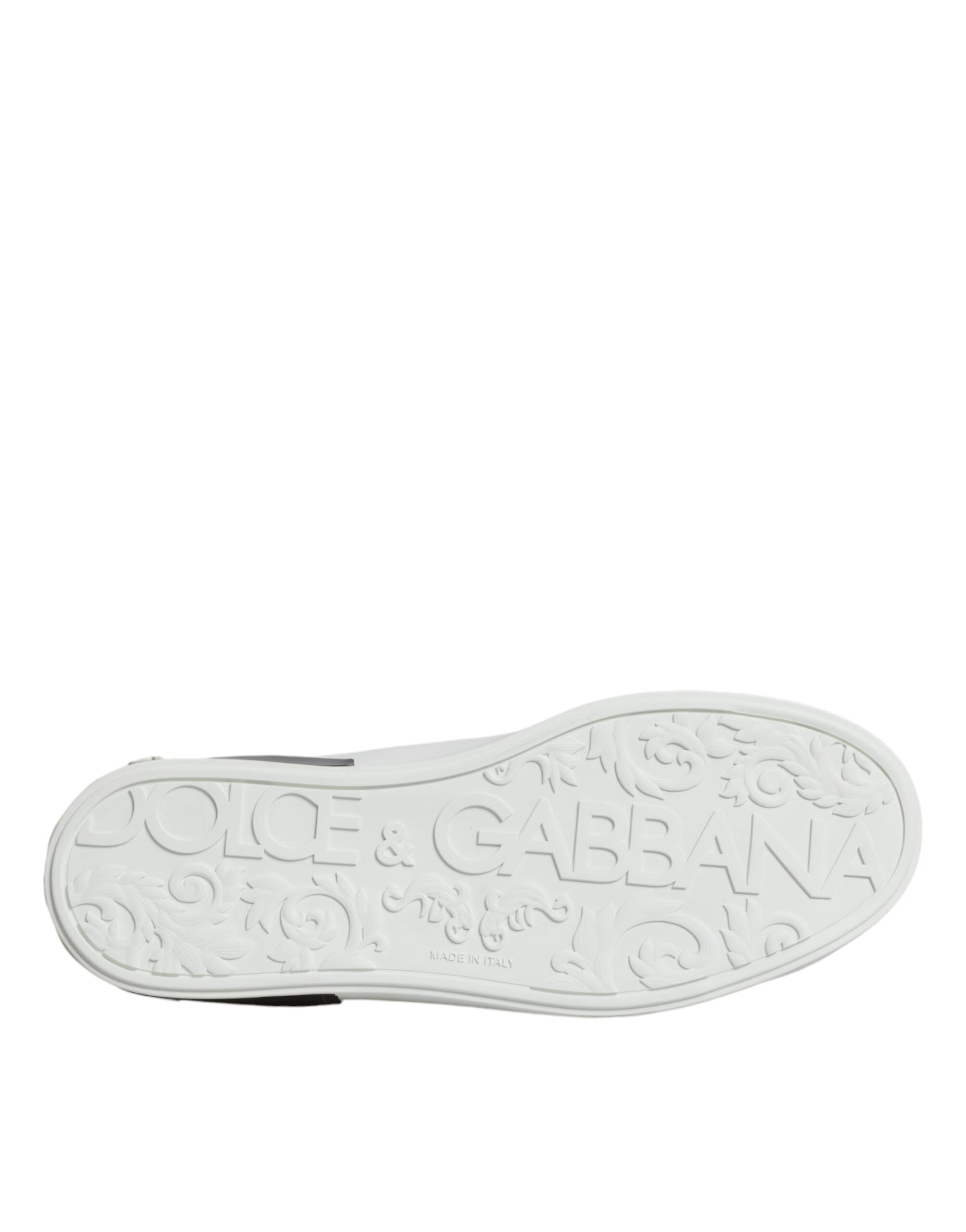 New Dolce & Gabbana White Leather Logo Portofino Sneaker Shoes
