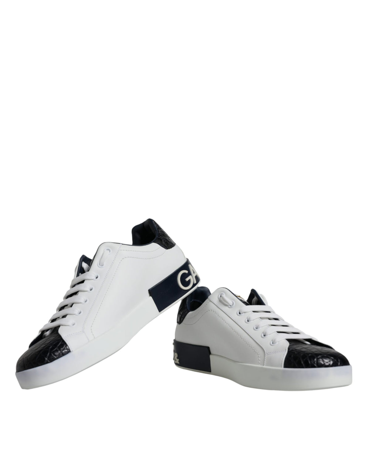 New Dolce & Gabbana White Leather Logo Portofino Sneaker Shoes