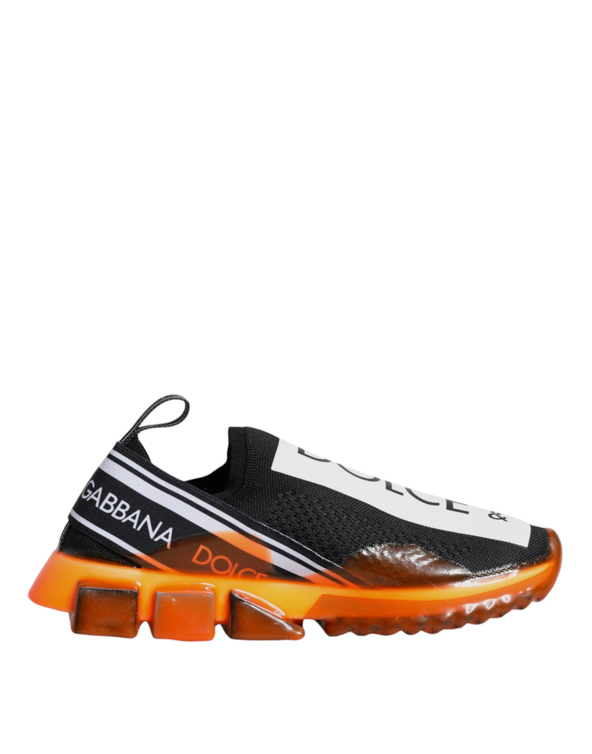 New Dolce & Gabbana Black Orange Sorrento Slip On Sneakers Shoes