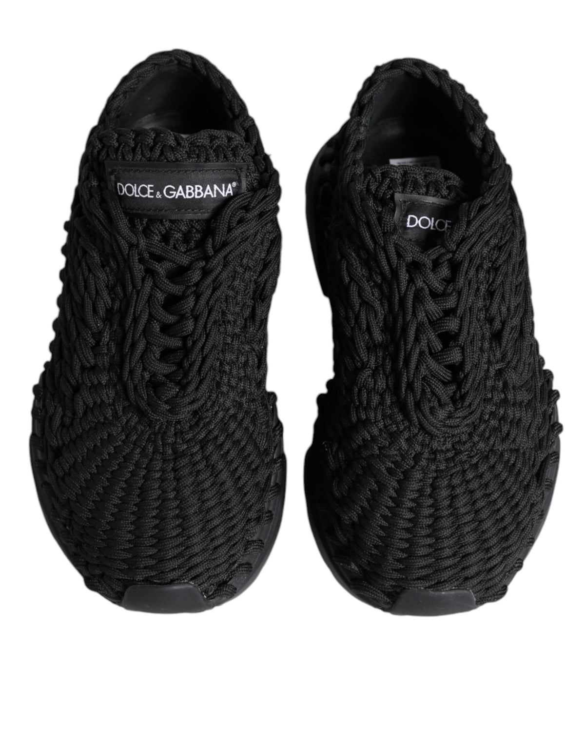 New Dolce & Gabbana Black Knitted Daymaster Sneakers Shoes