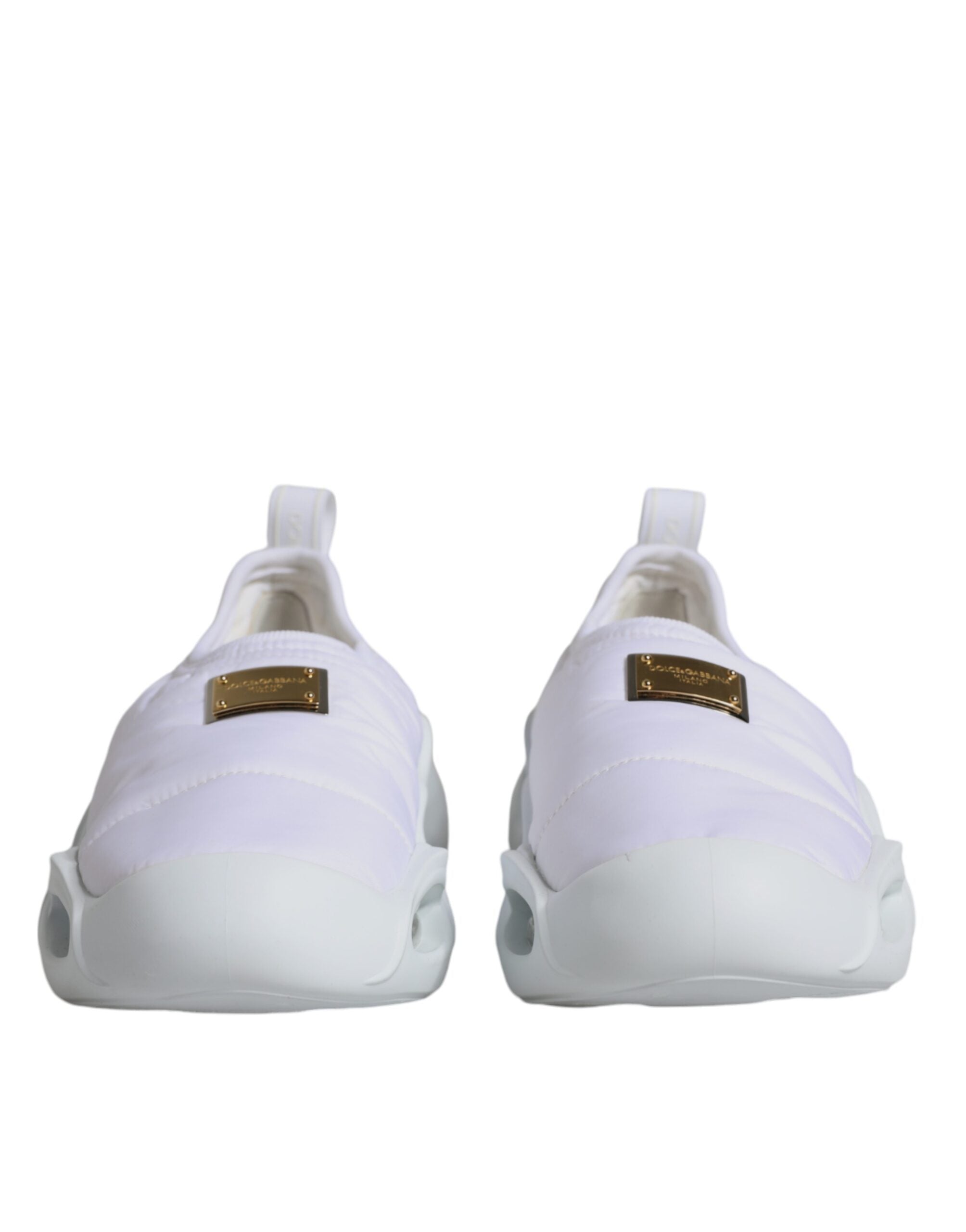 New Dolce & Gabbana White Padded Fabric Low Top Sneakers Shoes