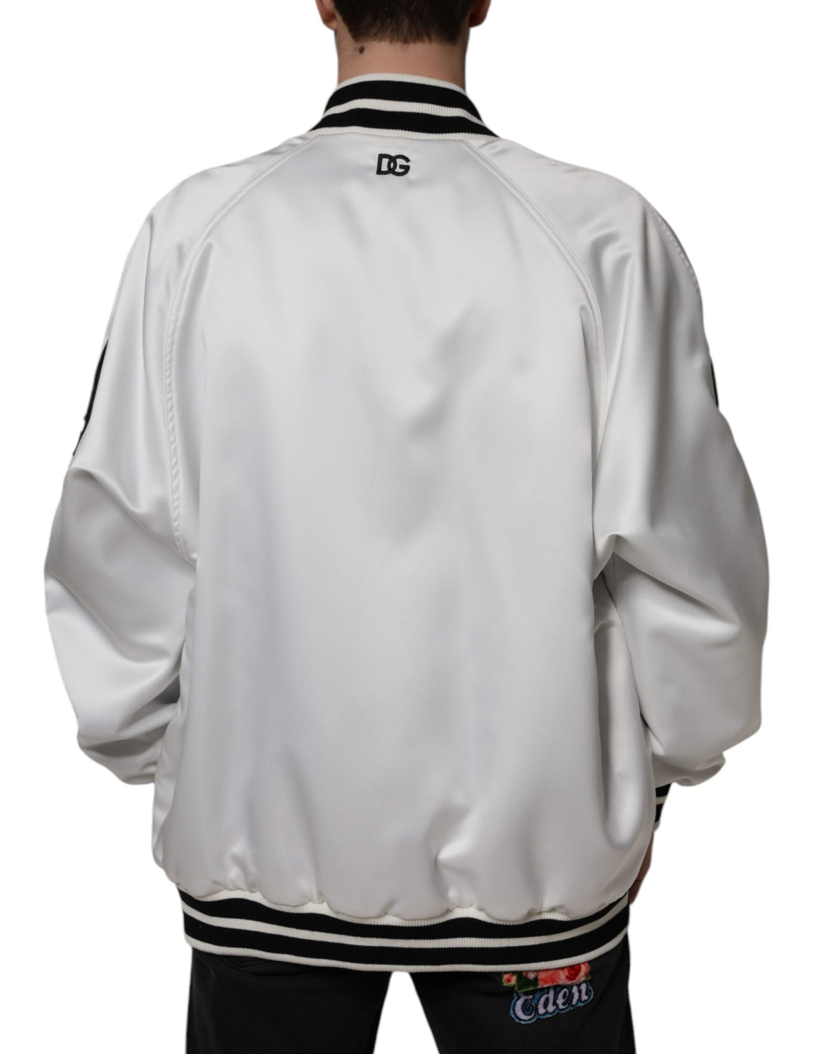 New Dolce & Gabbana White Logo Full Zip Bomber Jacket