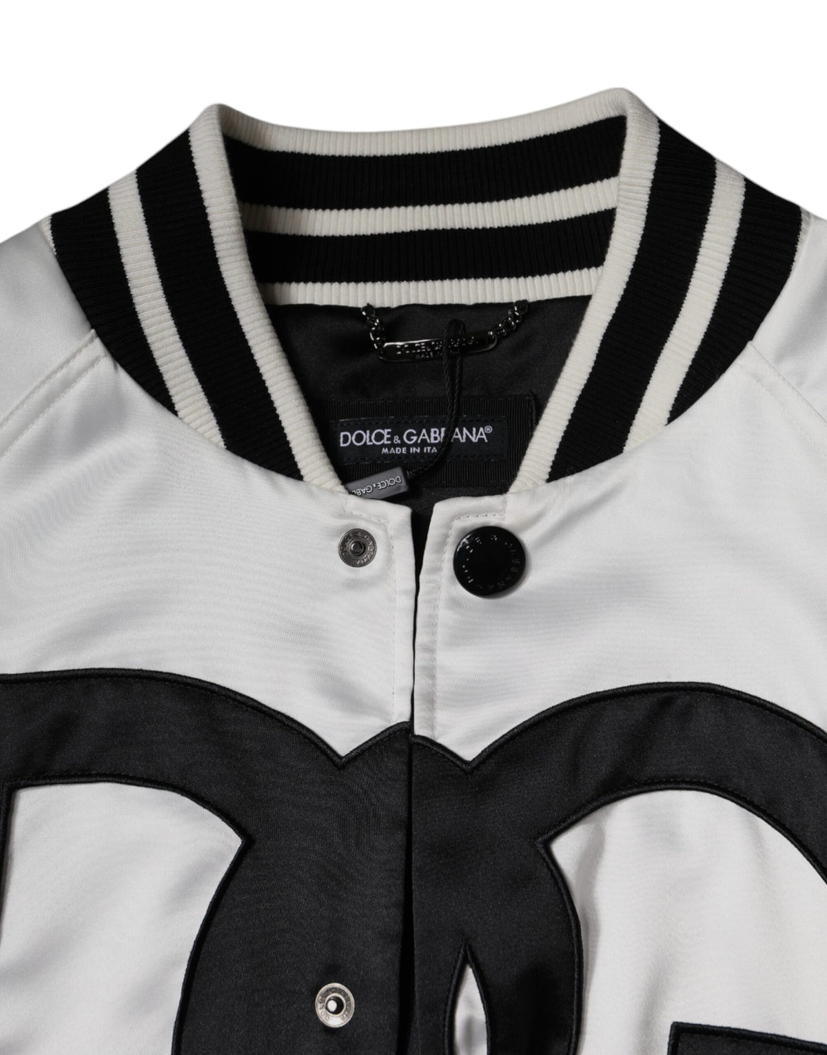 New Dolce & Gabbana White Logo Full Zip Bomber Jacket
