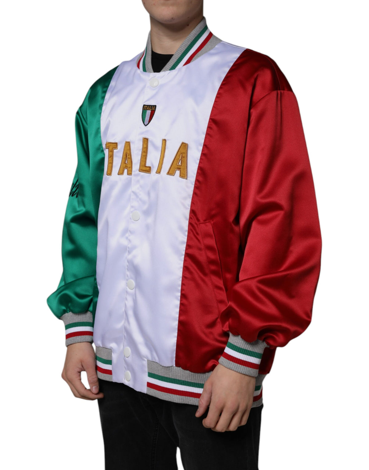 New Dolce & Gabbana Multicolor Italia Button Down Bomber Jacket