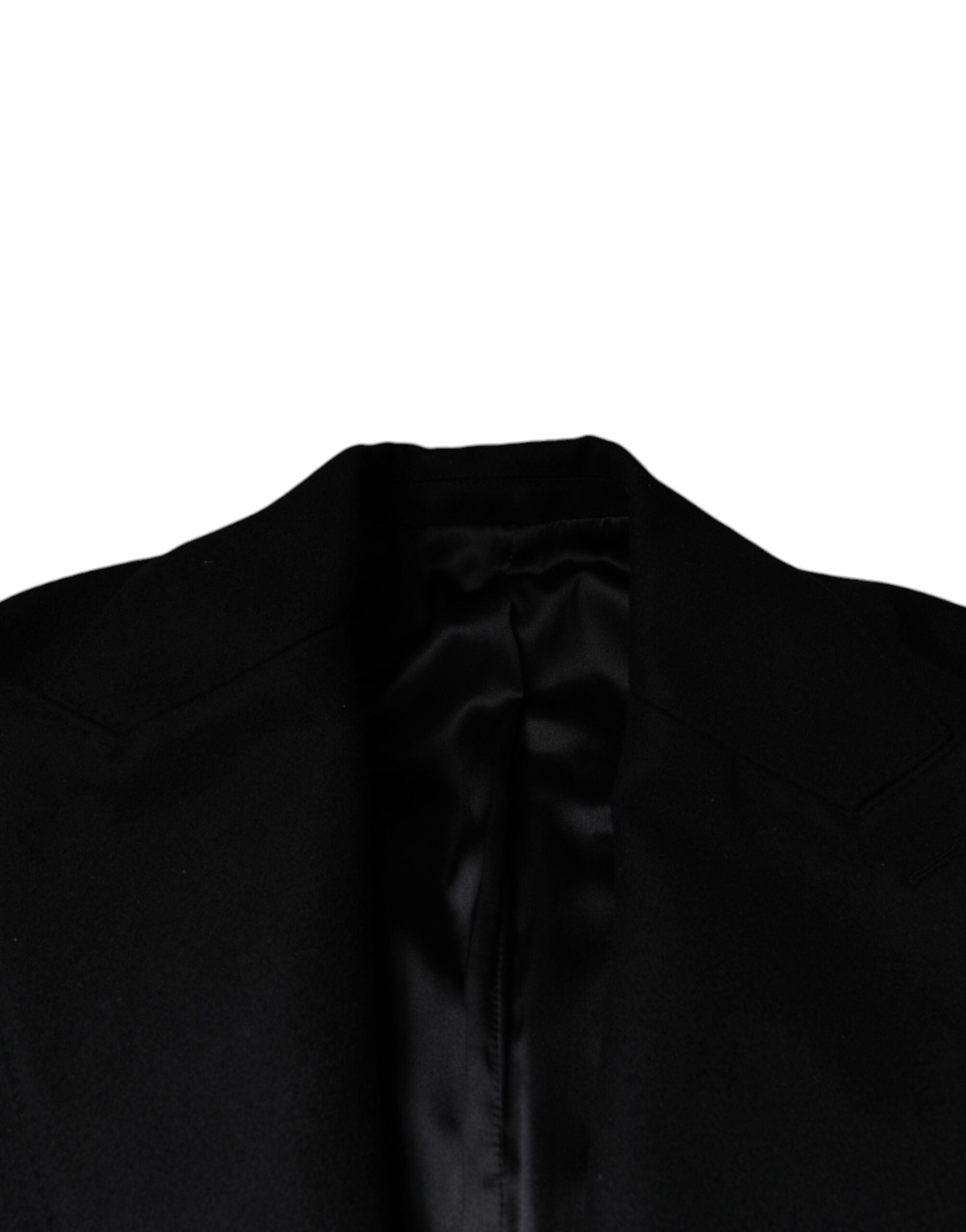 New Dolce & Gabbana Black Wool Double Breasted Men Coat Jacket