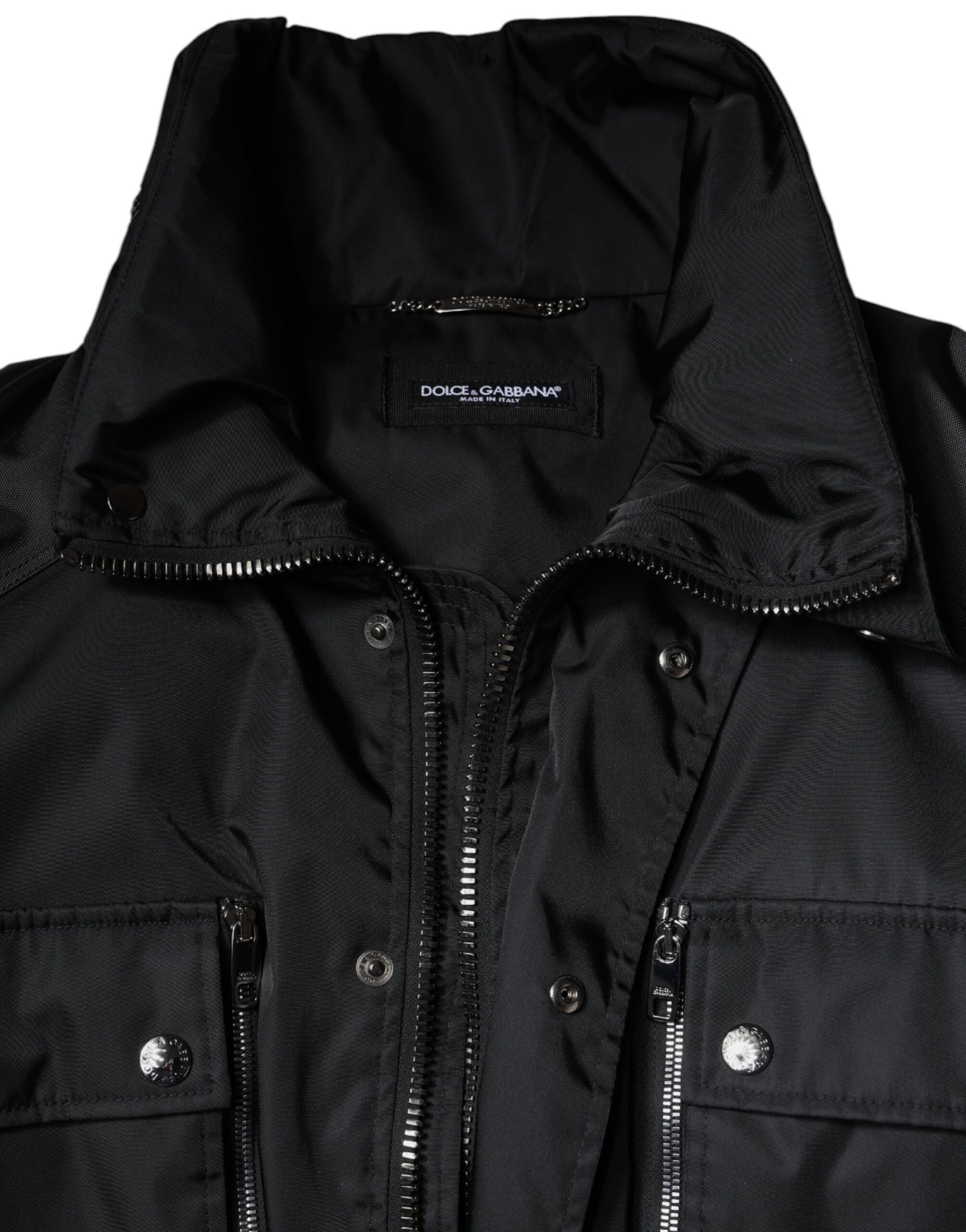 New Dolce & Gabbana Black Nylon Winter Men Parka Coat Jacket