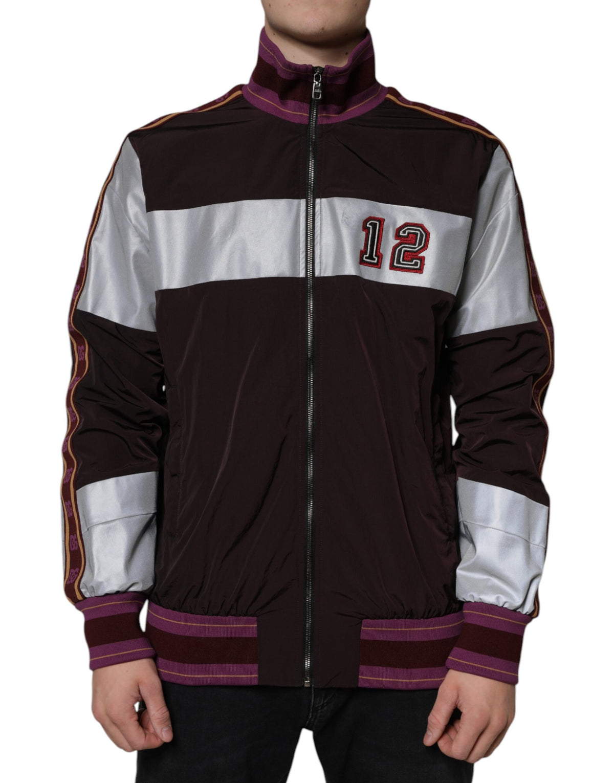 New Dolce & Gabbana Multicolor Full Zip Jersey Men Bomber Jacket