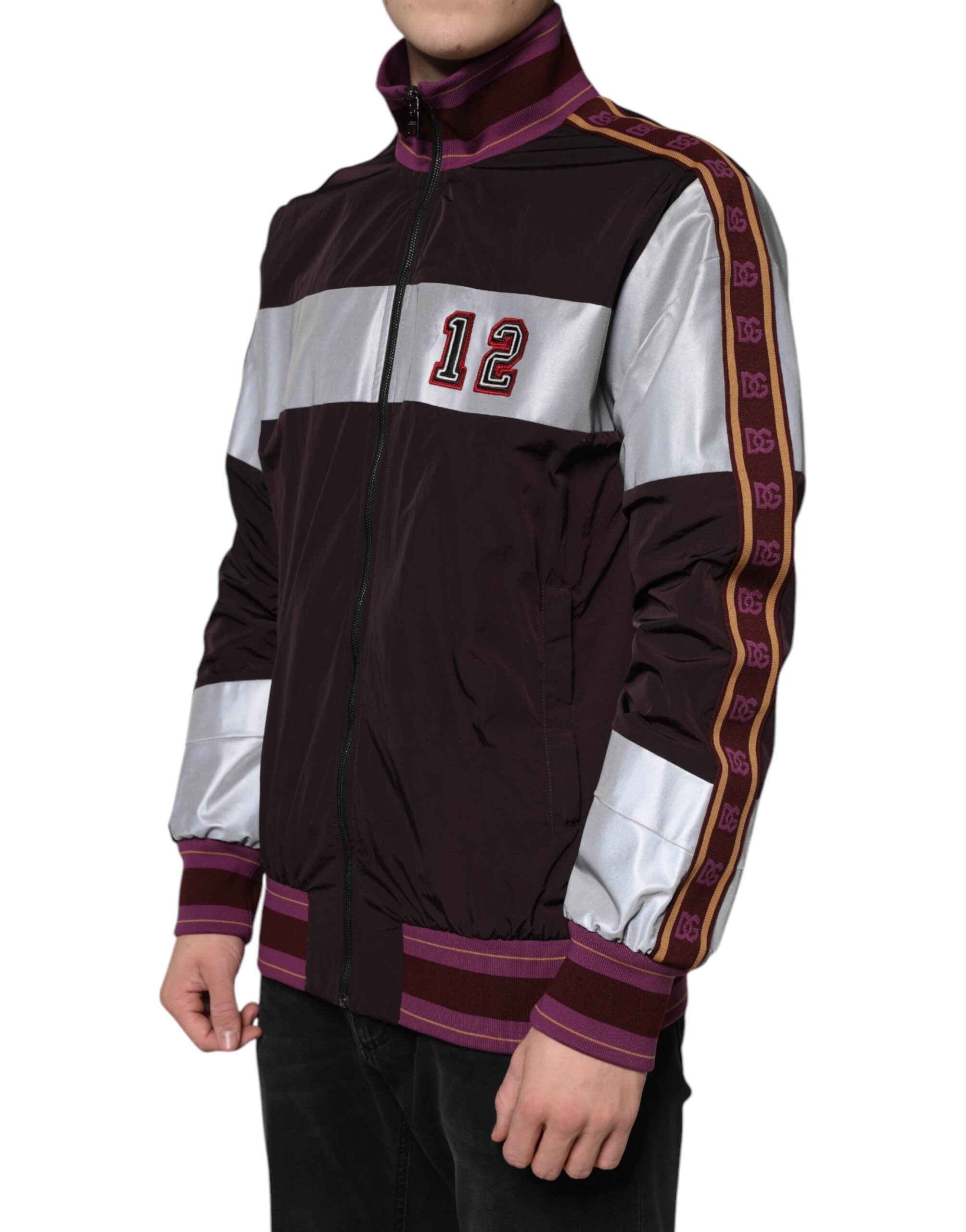New Dolce & Gabbana Multicolor Full Zip Jersey Men Bomber Jacket