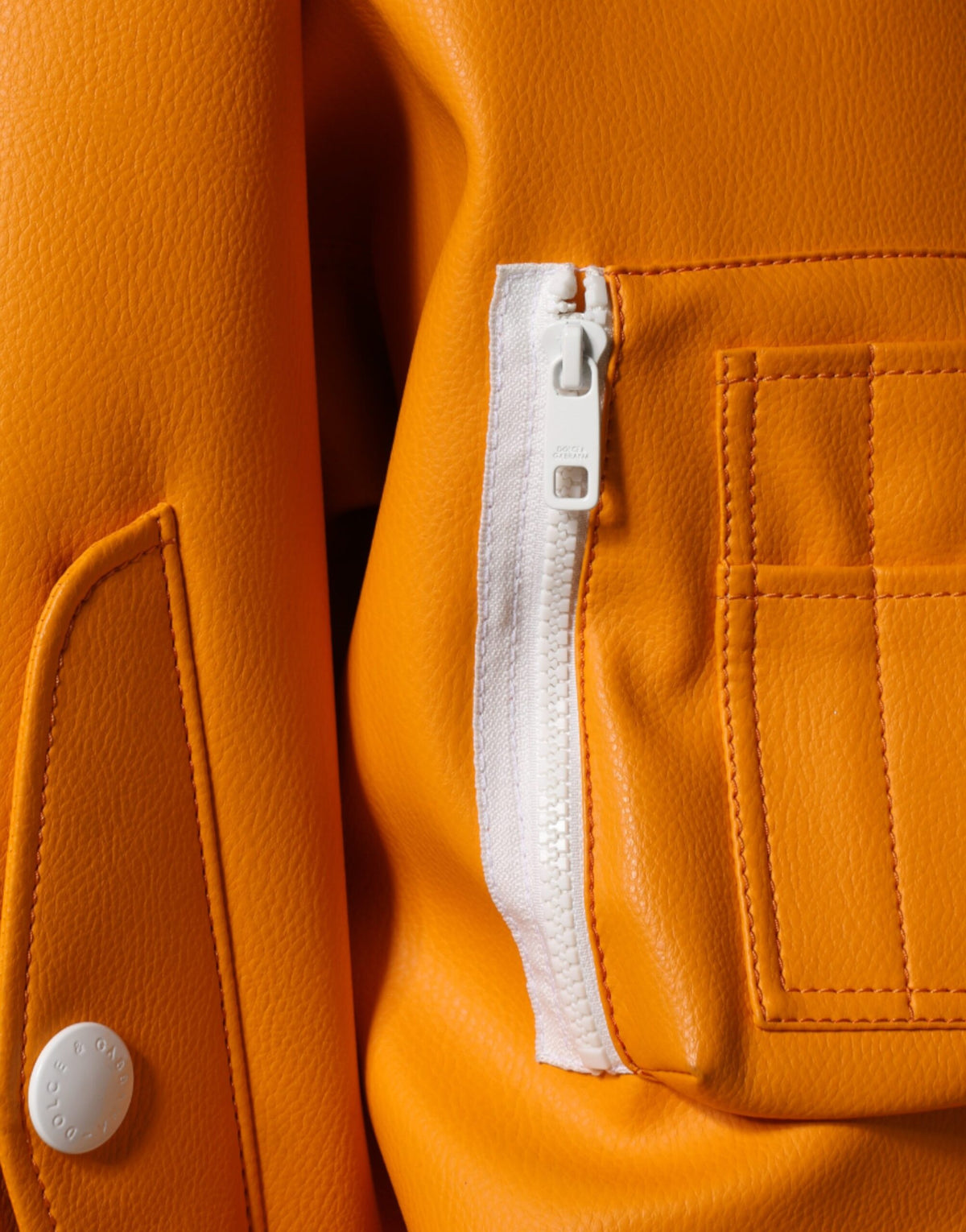 New Dolce & Gabbana Orange White Full Zip Jersey Bomber Jacket