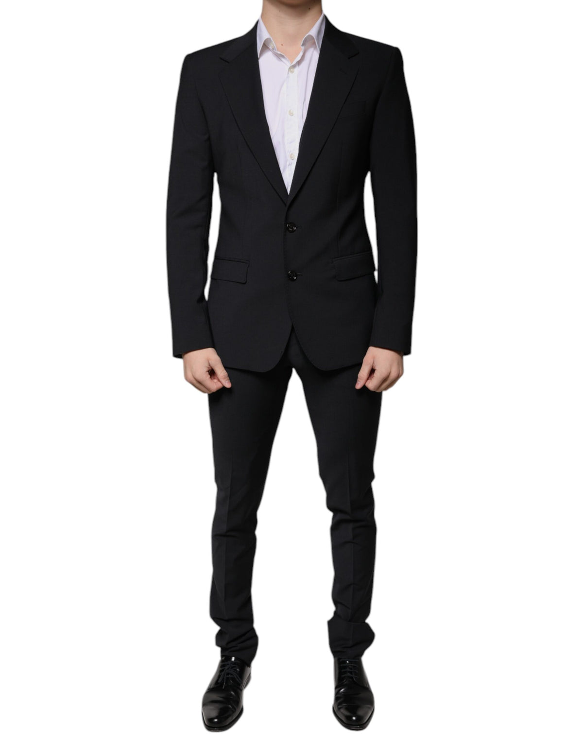 New Dolce & Gabbana Black Wool 3 Piece Slim Fit Formal Men Suit