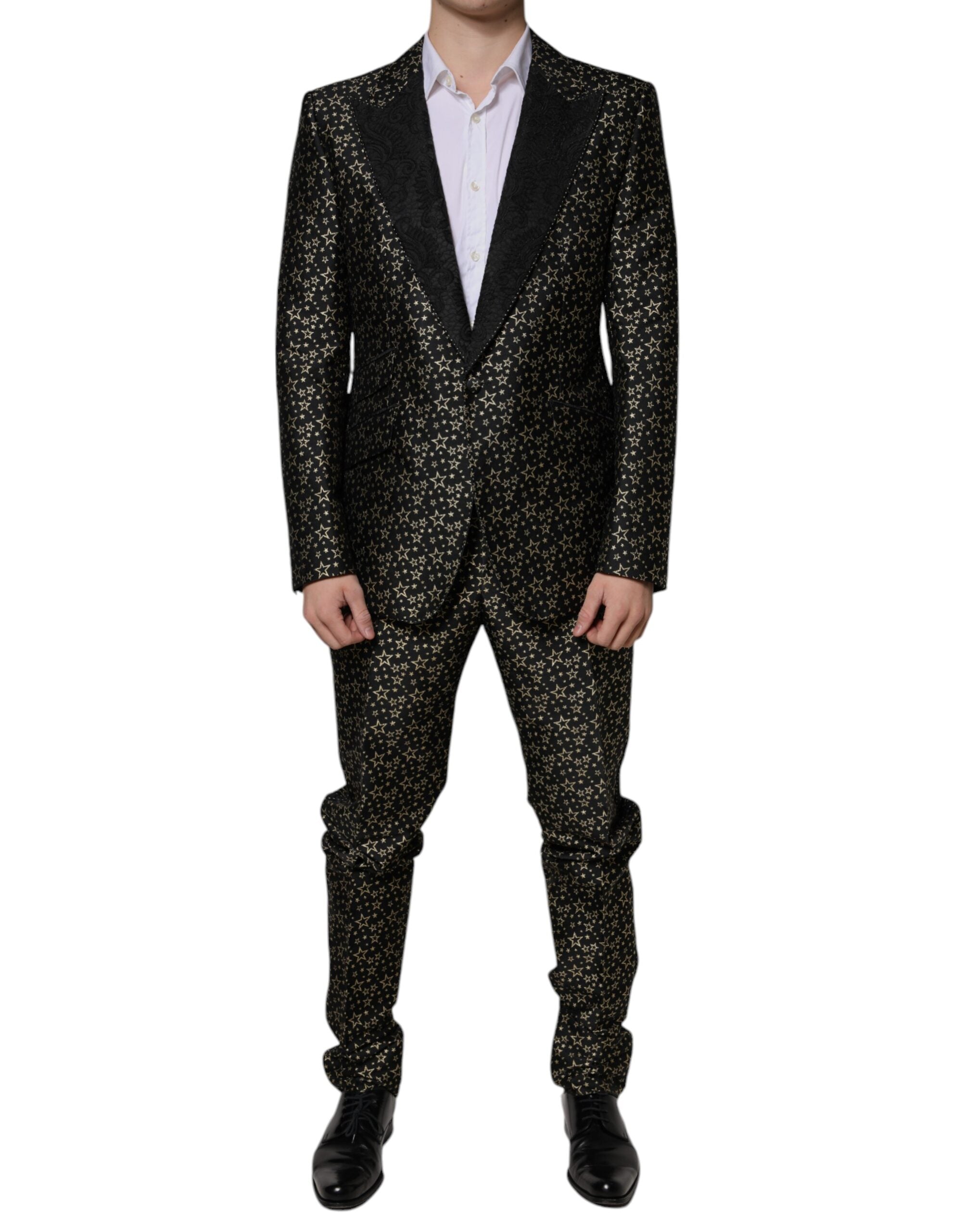 Dolce & Gabbana Dark Gray Stars Jacquard SICILIA 2 Piece Suit