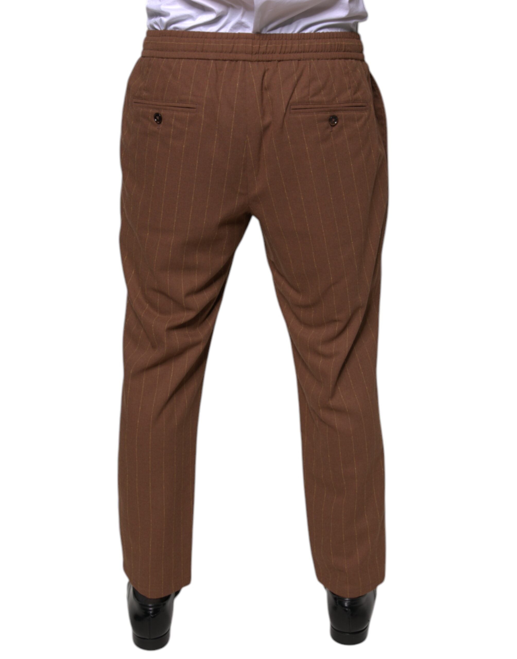 New Dolce & Gabbana Brown Stripes Skinny Men Dress Pants