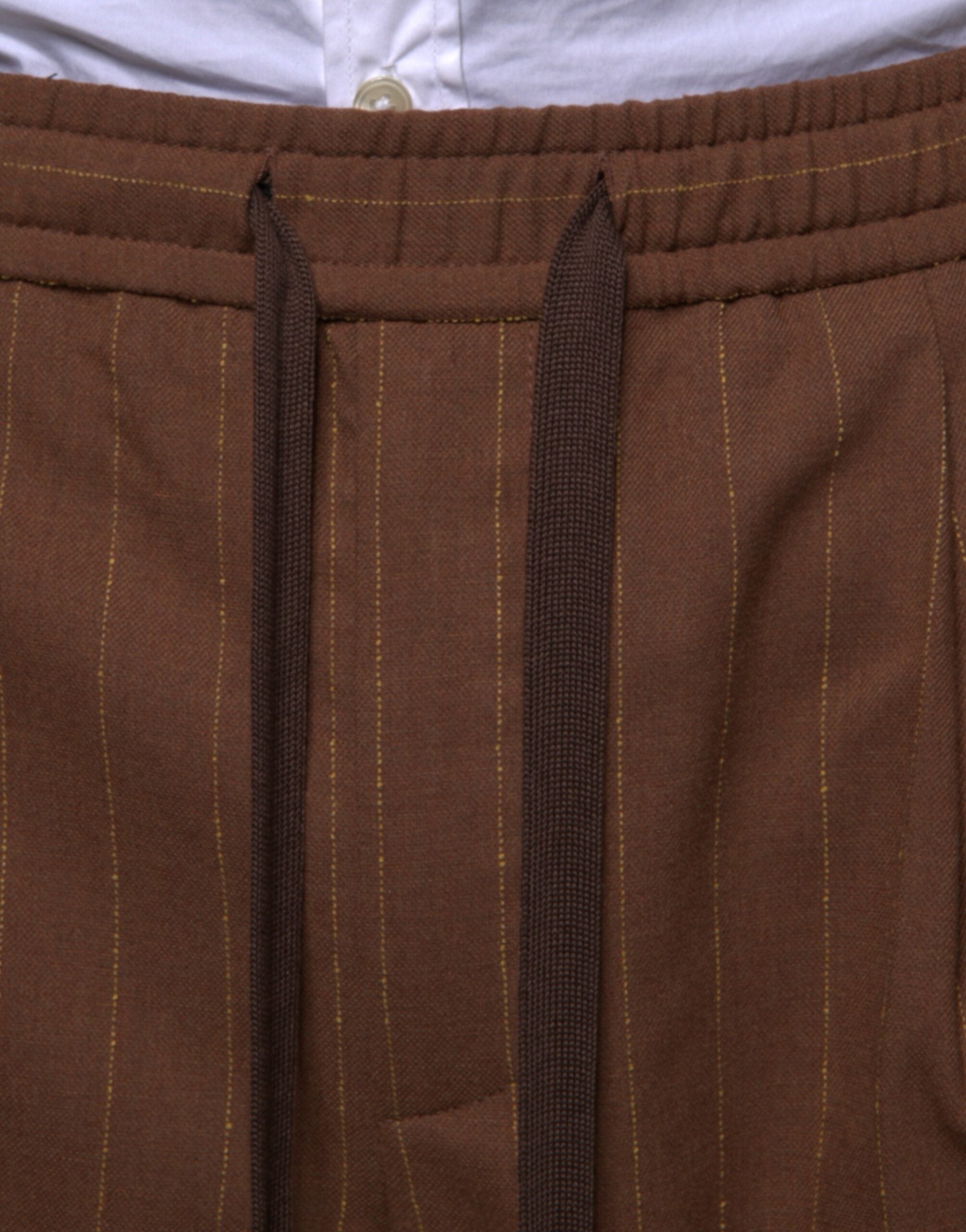New Dolce & Gabbana Brown Stripes Skinny Men Dress Pants