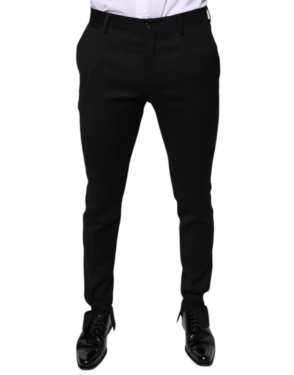 New Dolce & Gabbana Black Wool Skinny Formal Dress Pants