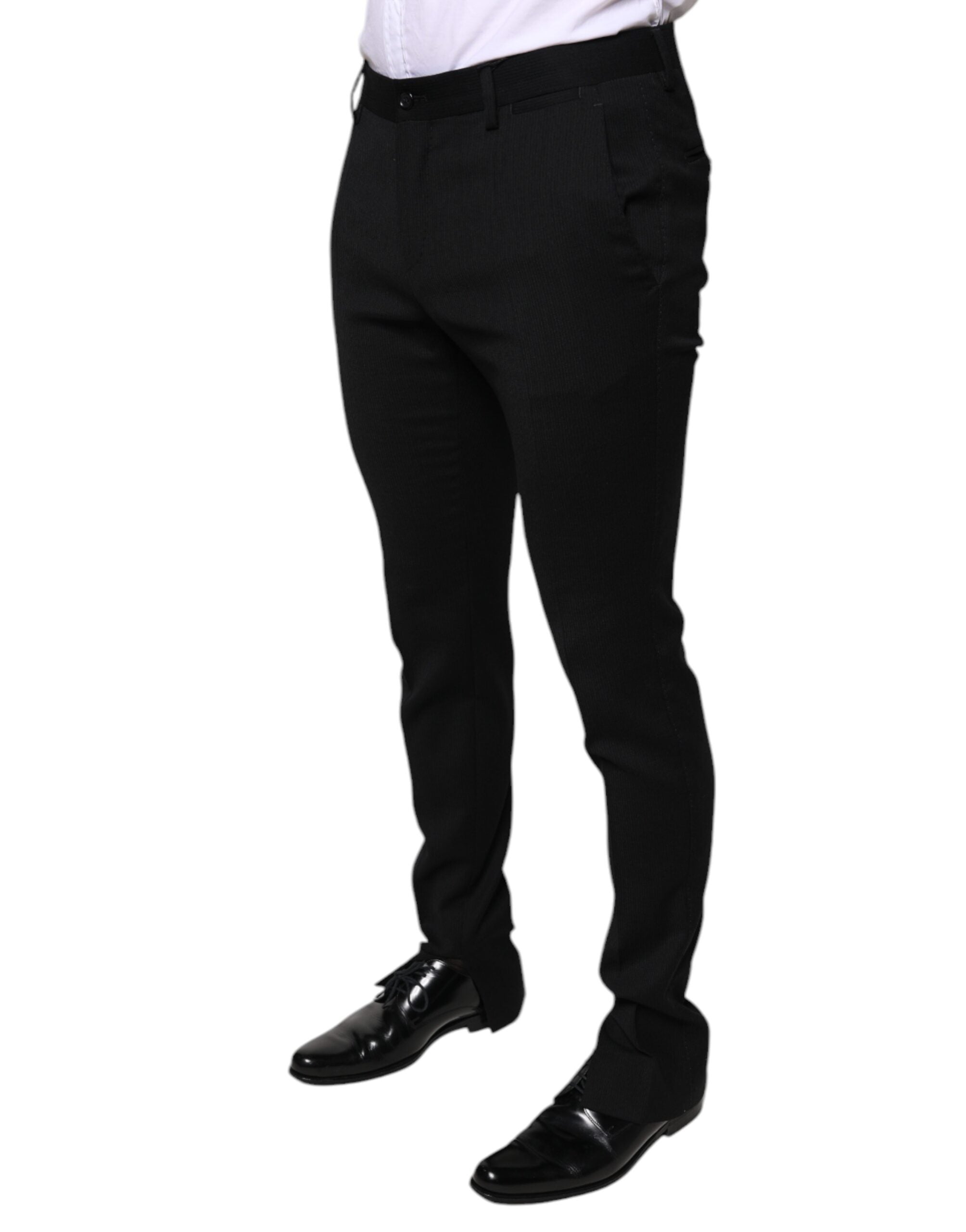 New Dolce & Gabbana Black Wool Skinny Formal Dress Pants