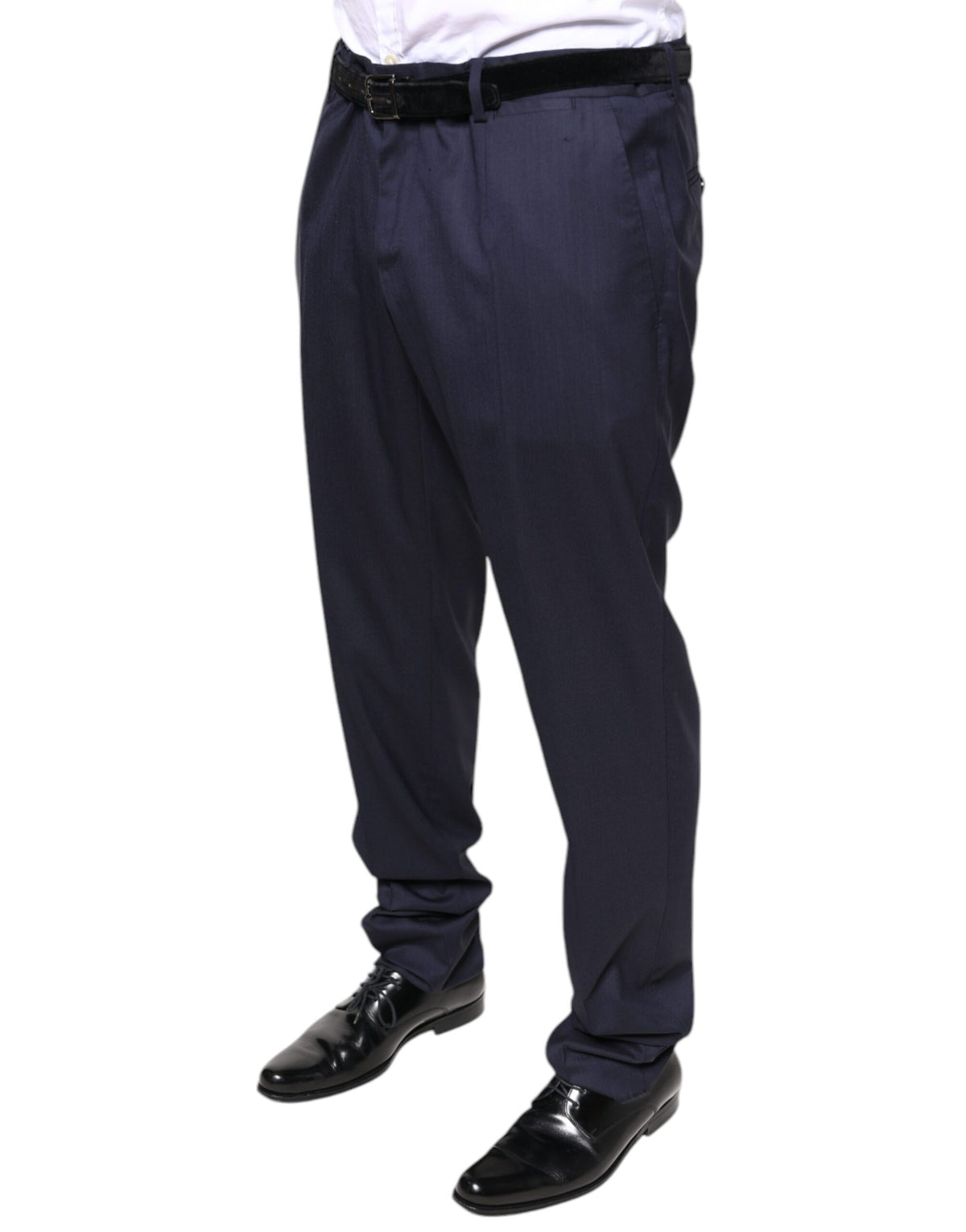 New Dolce & Gabbana Blue Wool Skinny Formal Dress Pants