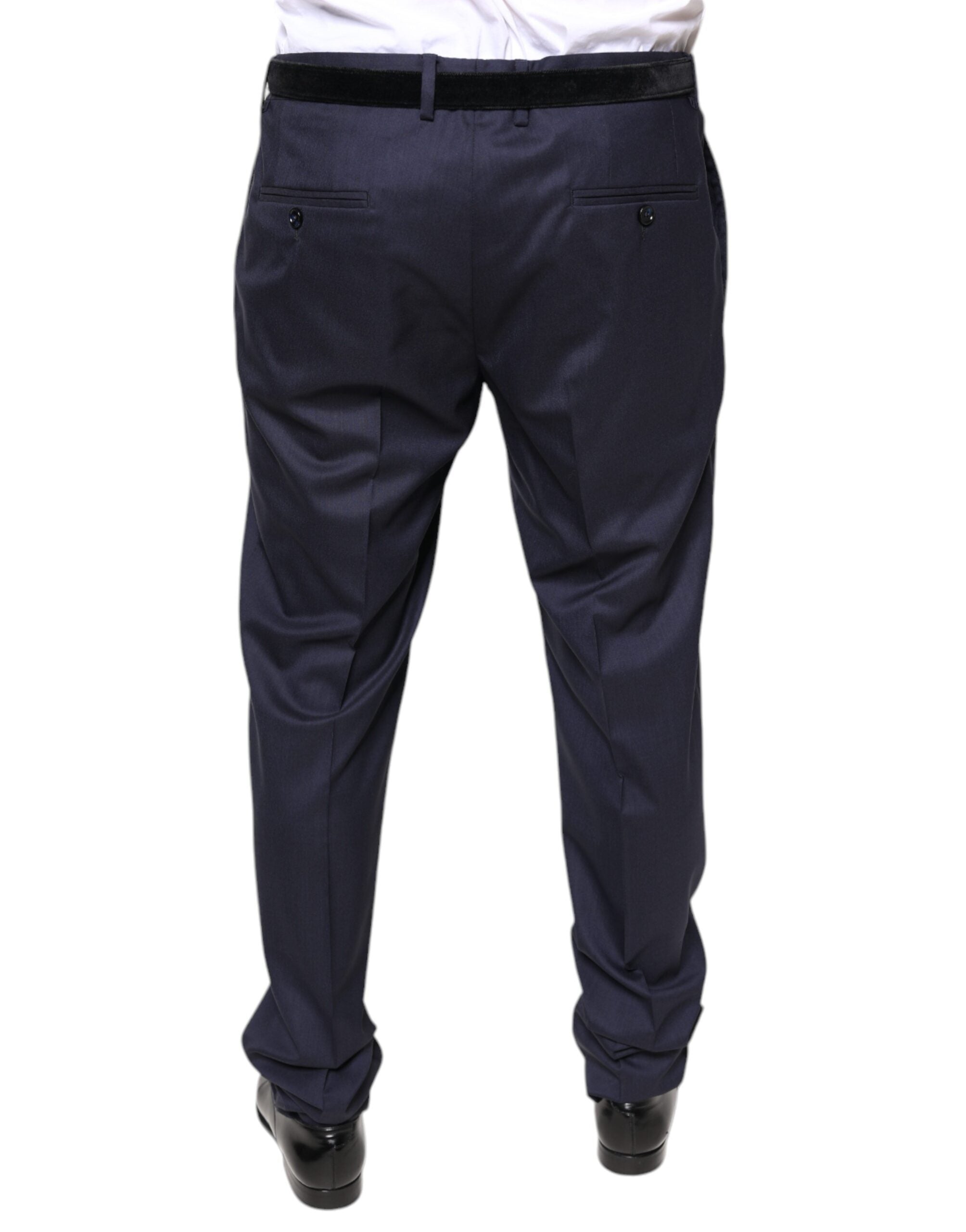 New Dolce & Gabbana Blue Wool Skinny Formal Dress Pants