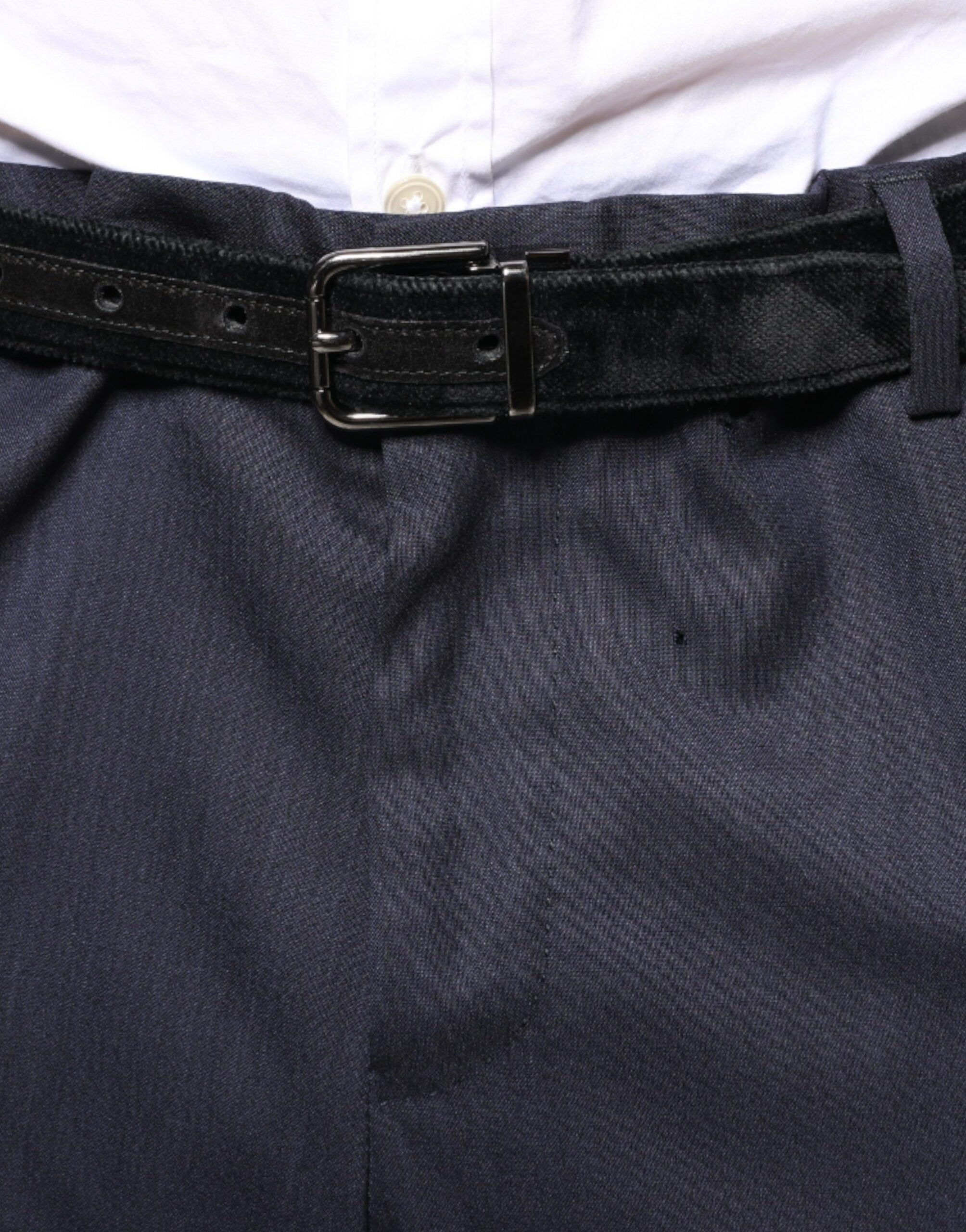 New Dolce & Gabbana Blue Wool Skinny Formal Dress Pants