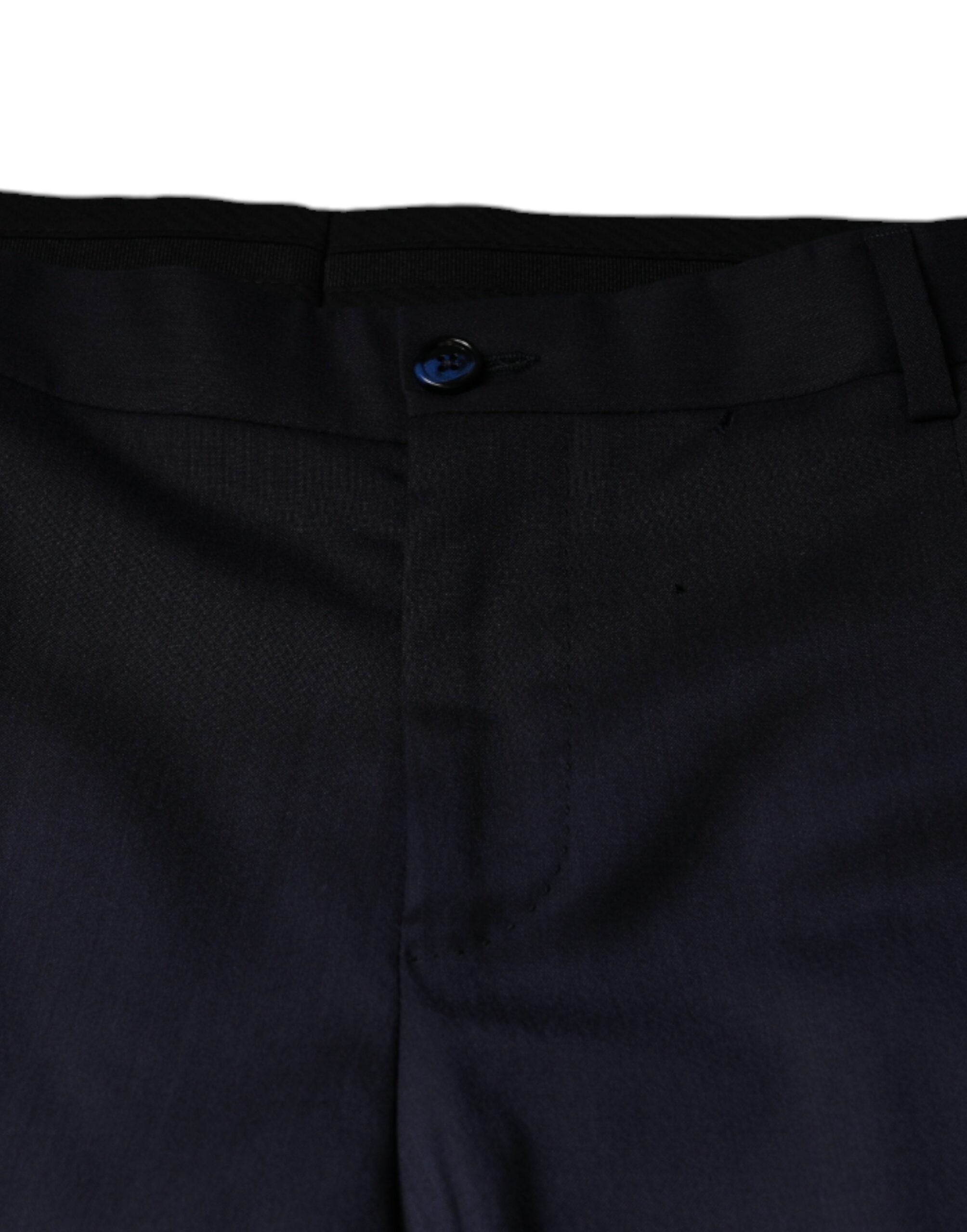 New Dolce & Gabbana Blue Wool Skinny Formal Dress Pants