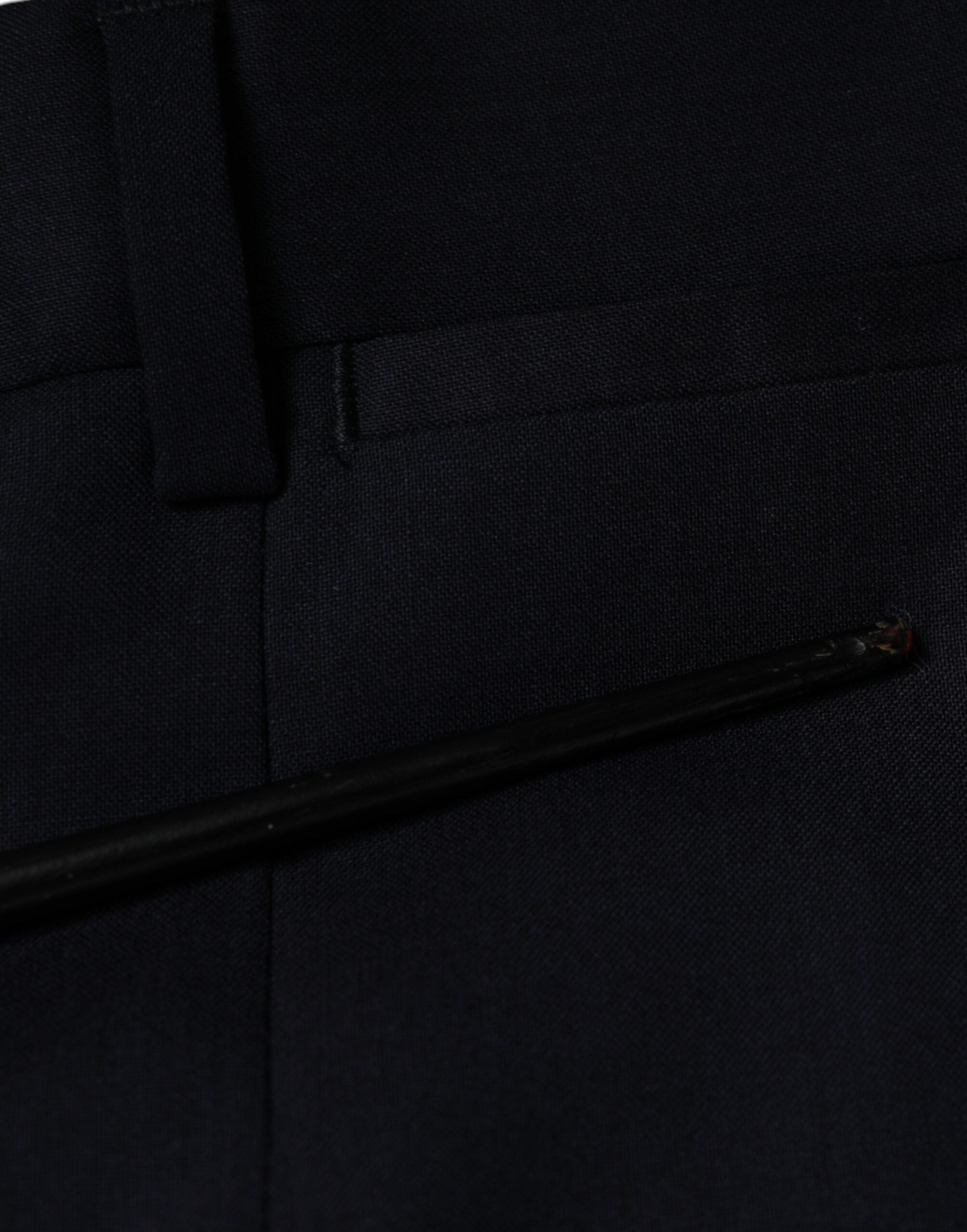 New Dolce & Gabbana Blue Wool Skinny Formal Dress Pants