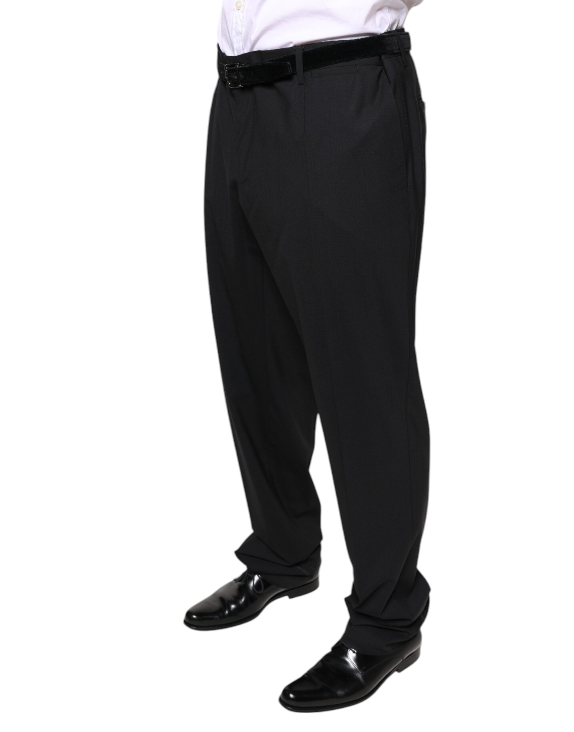 New Dolce & Gabbana Black Wool Men Formal Dress Pants