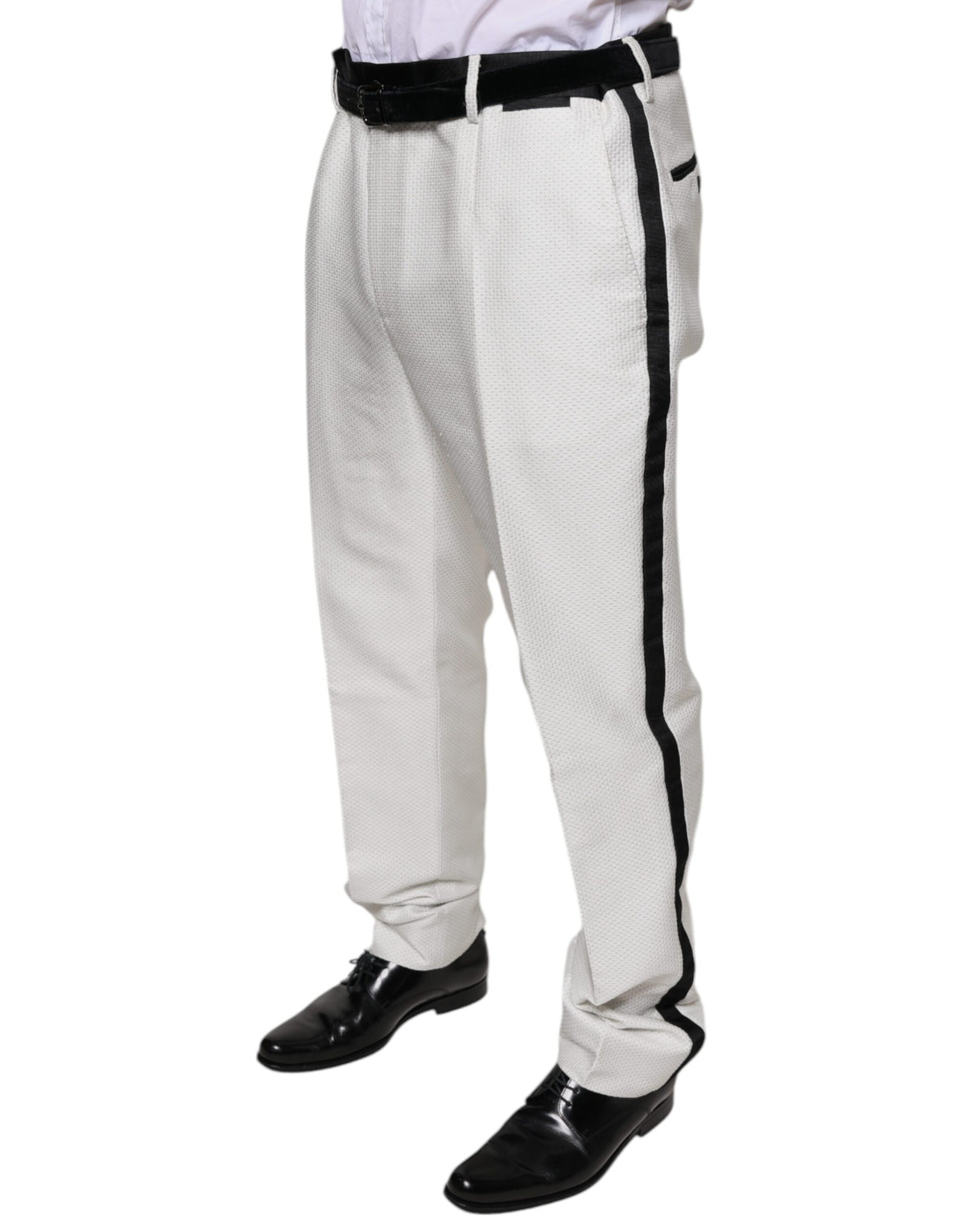 New Dolce & Gabbana White Polyester Formal Dress Pants