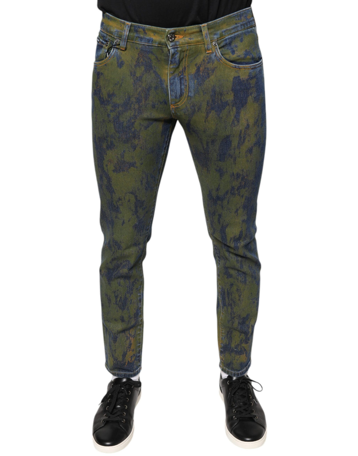 New Dolce & Gabbana Blue Cotton Dye Slim Fit Men Denim Jeans
