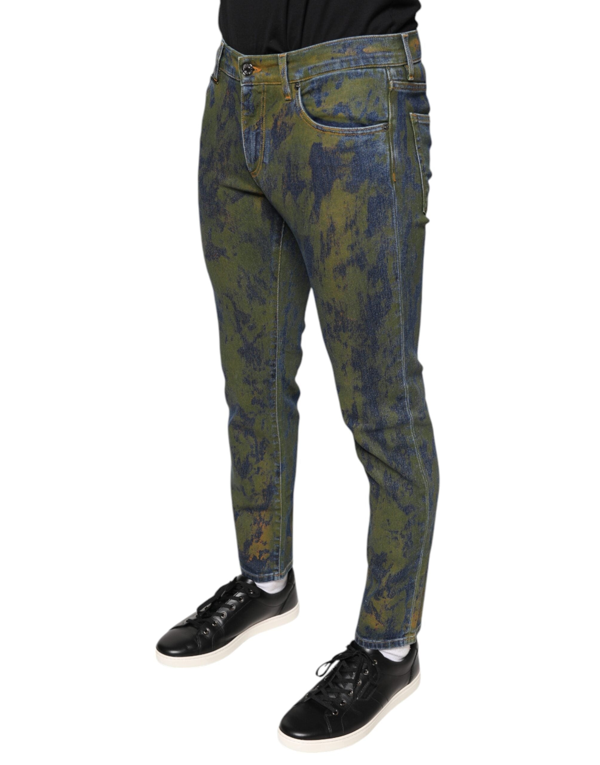 New Dolce & Gabbana Blue Cotton Dye Slim Fit Men Denim Jeans