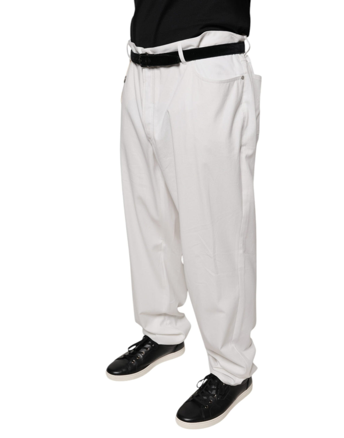 New Brunello Cucinelli White Cotton Men Dress Tapered Pants