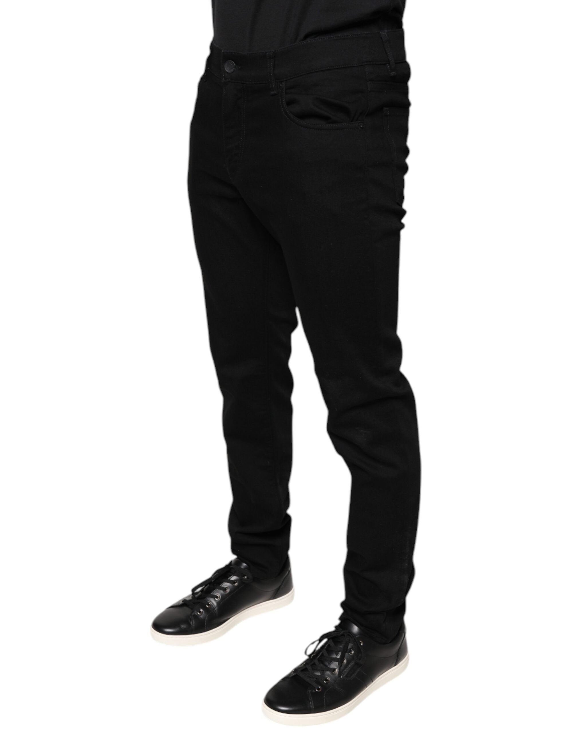 Pre-Owned Dolce & Gabbana Black Cotton Stretch Skinny Men Denim Jeans