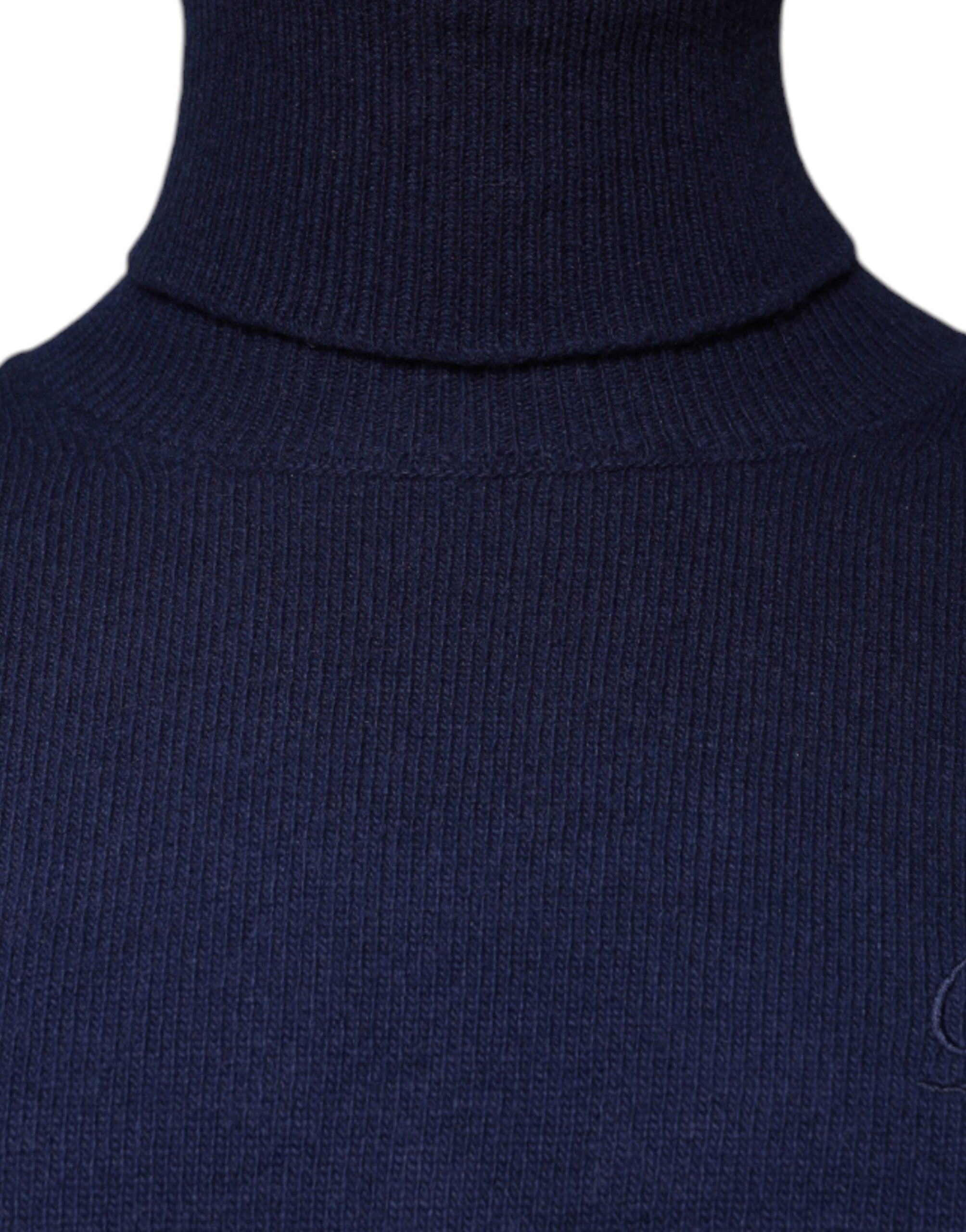 New Dolce & Gabbana Blue Wool Knit Turtleneck Pullover Sweater