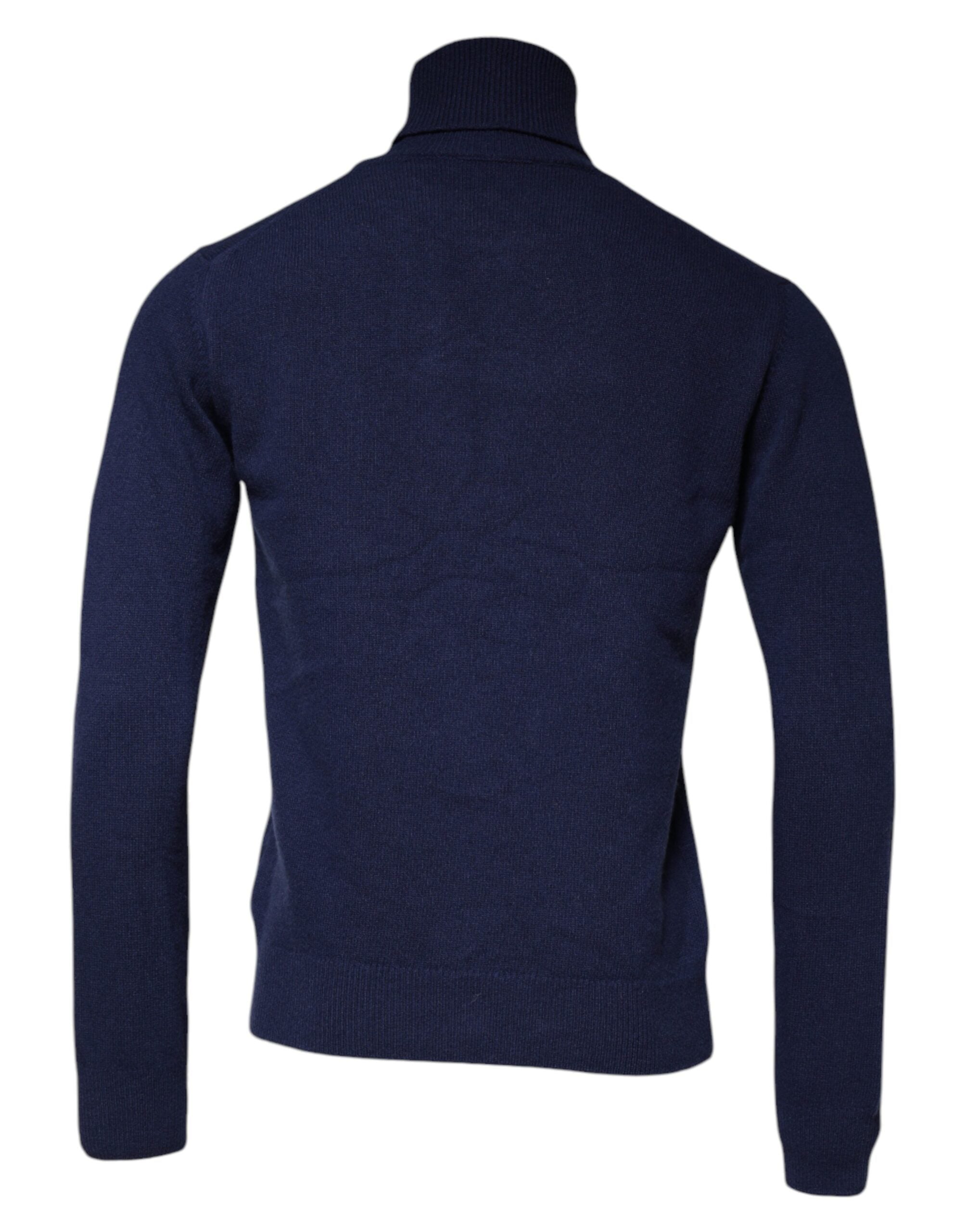 New Dolce & Gabbana Blue Wool Knit Turtleneck Pullover Sweater
