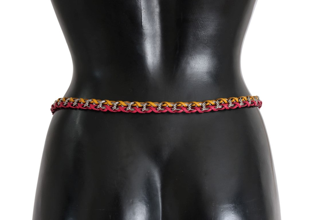 Dolce & Gabbana Red Yellow Leather Crystal Belt - PreLoved & Luxe