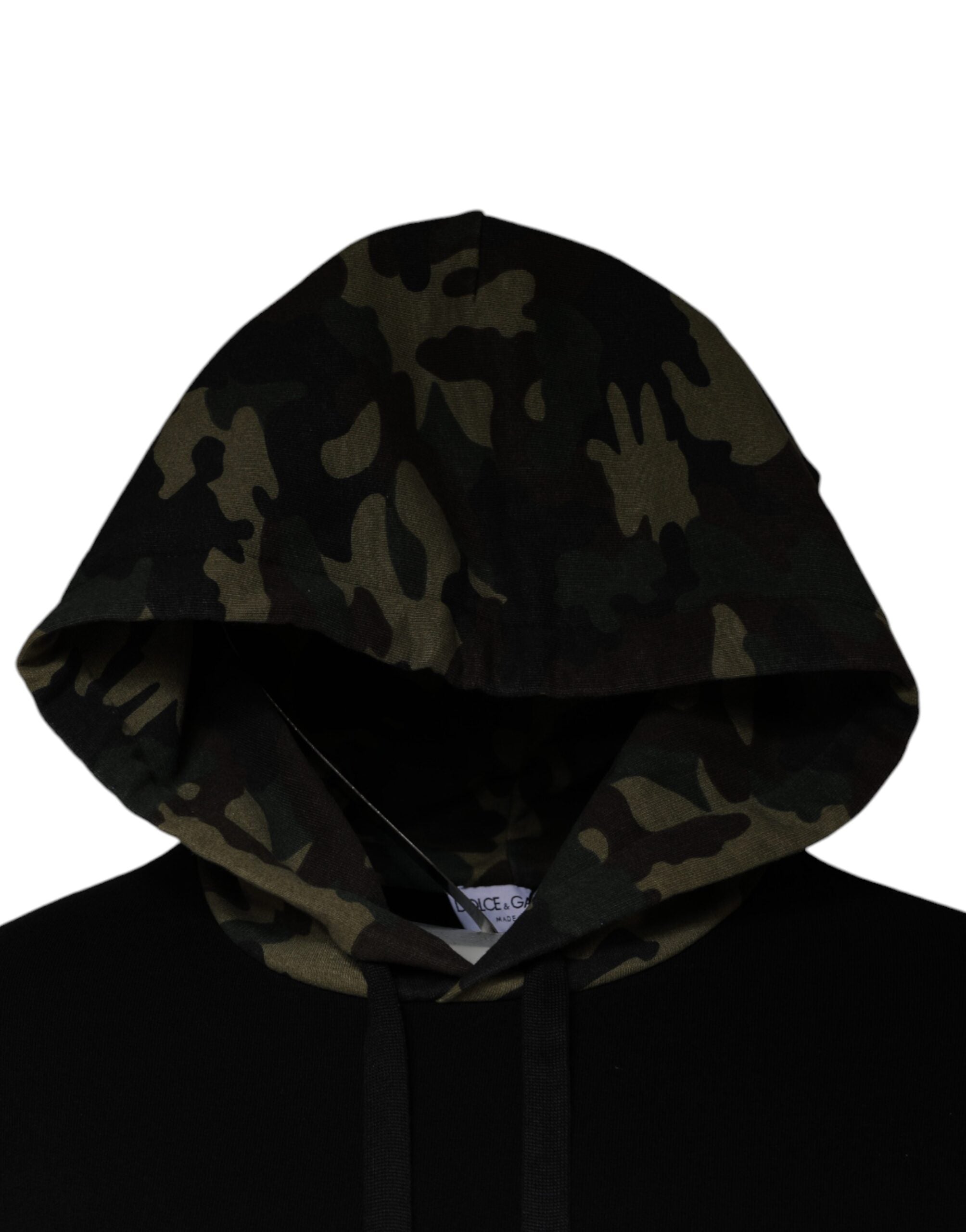 New Dolce & Gabbana Black Camouflage Hooded Sweatshirt Sweater