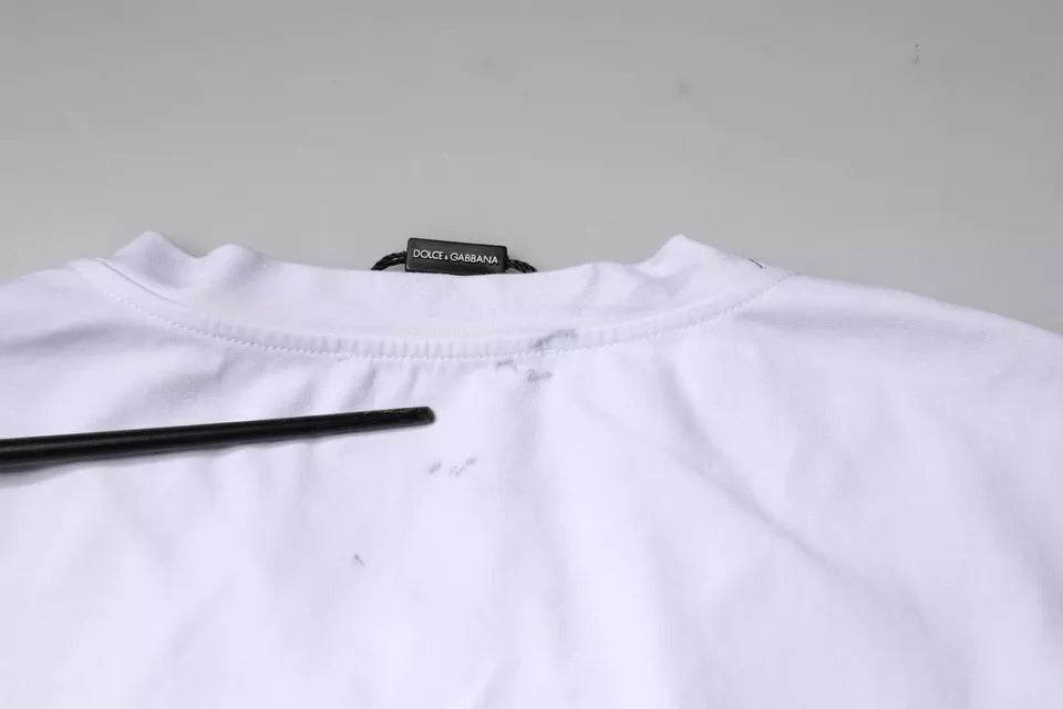 Pre-Owned Dolce & Gabbana White Graphic Print Cotton Crew Neck T-shirt Men's - Very Good