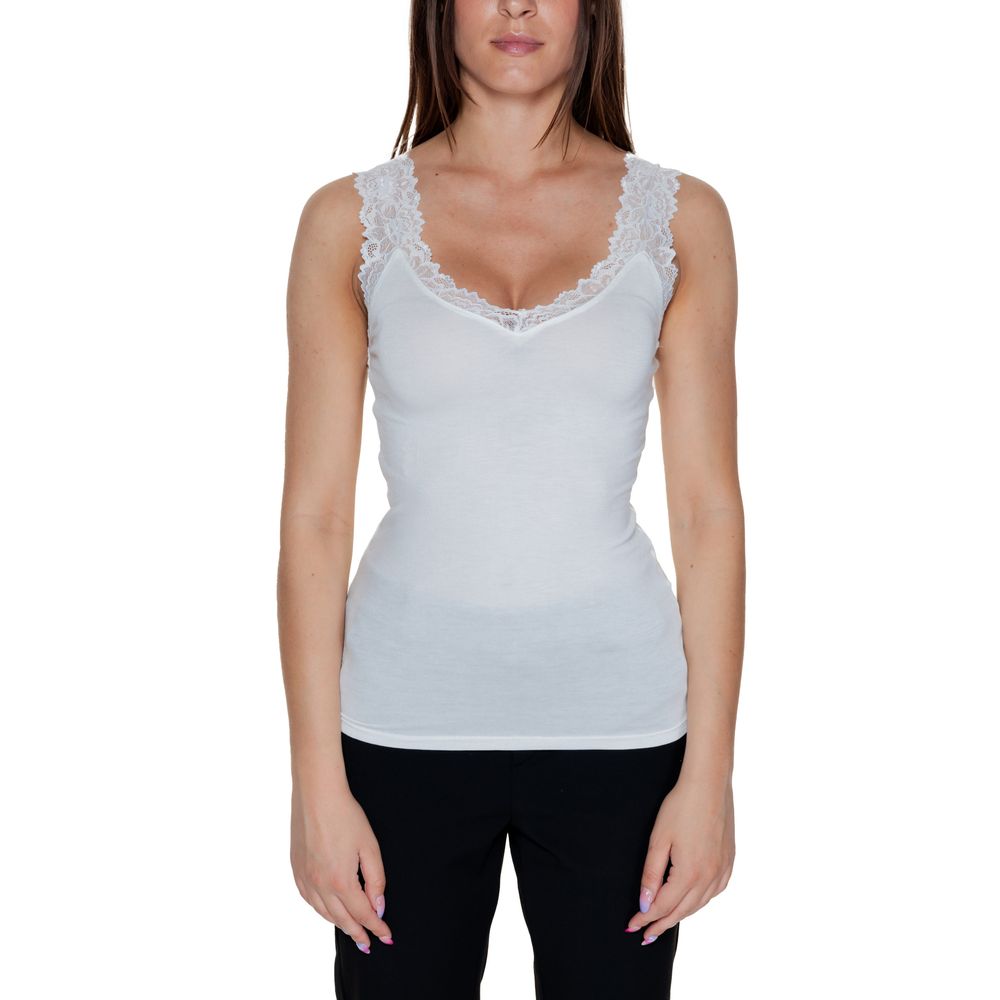 Vero Moda White Viscose Tank Tops
