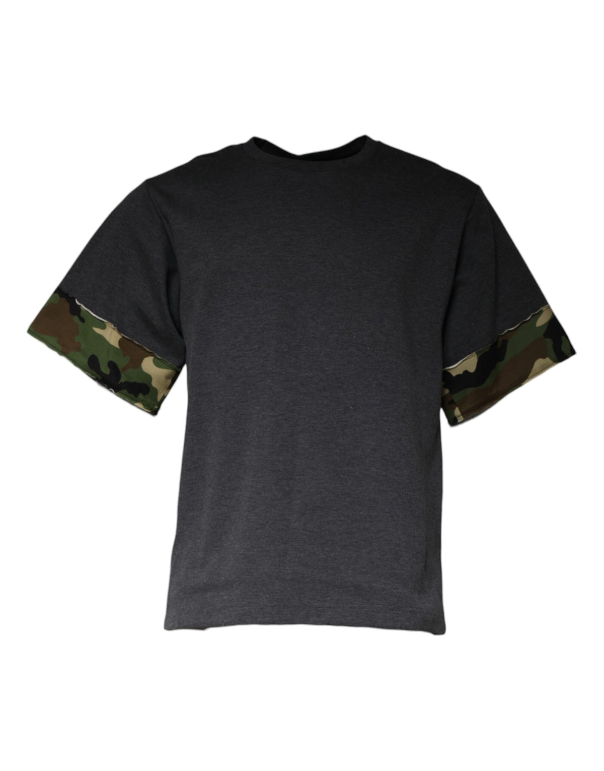 New Dolce & Gabbana Dark Gray Camouflage Crew Neck T-shirt