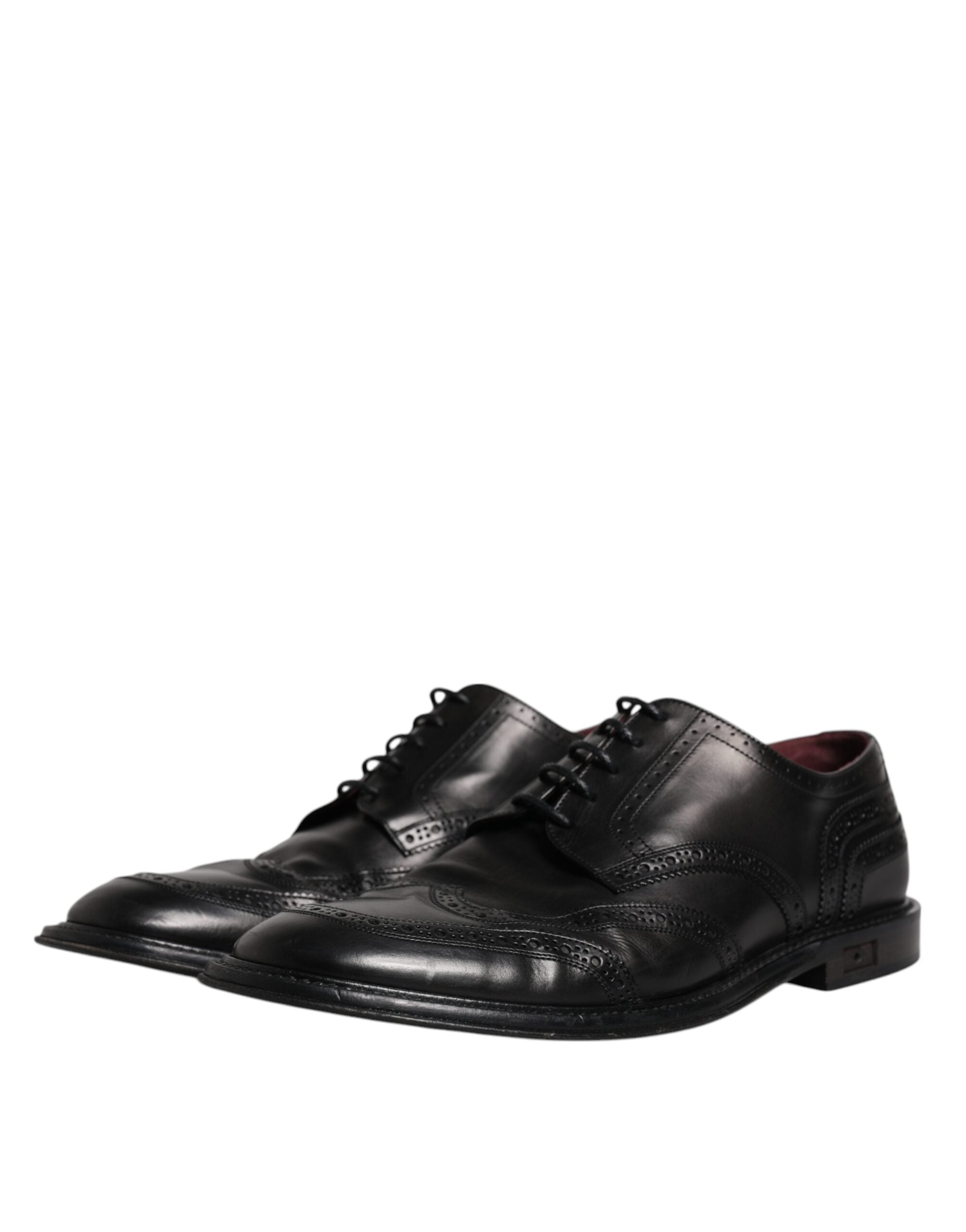 Pre-Owned Dolce & Gabbana Black Leather Derby Wingtip Formal Shoes