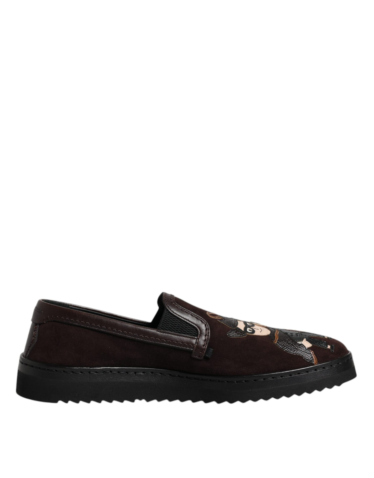 New Dolce & Gabbana Brown Suede DG Family Slip On Flats Shoes