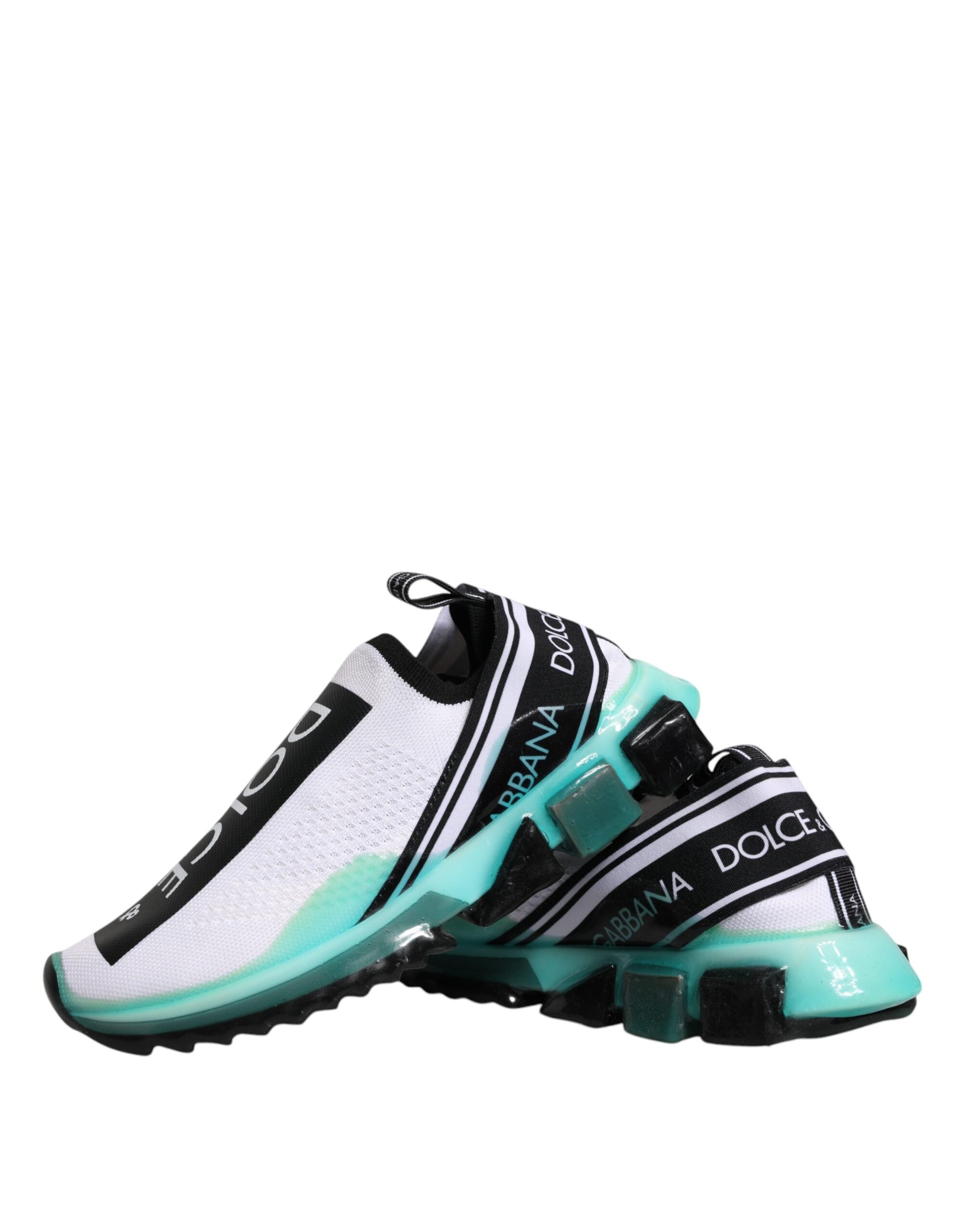 New Dolce & Gabbana White Blue Sorrento Slip On Sneakers Shoes