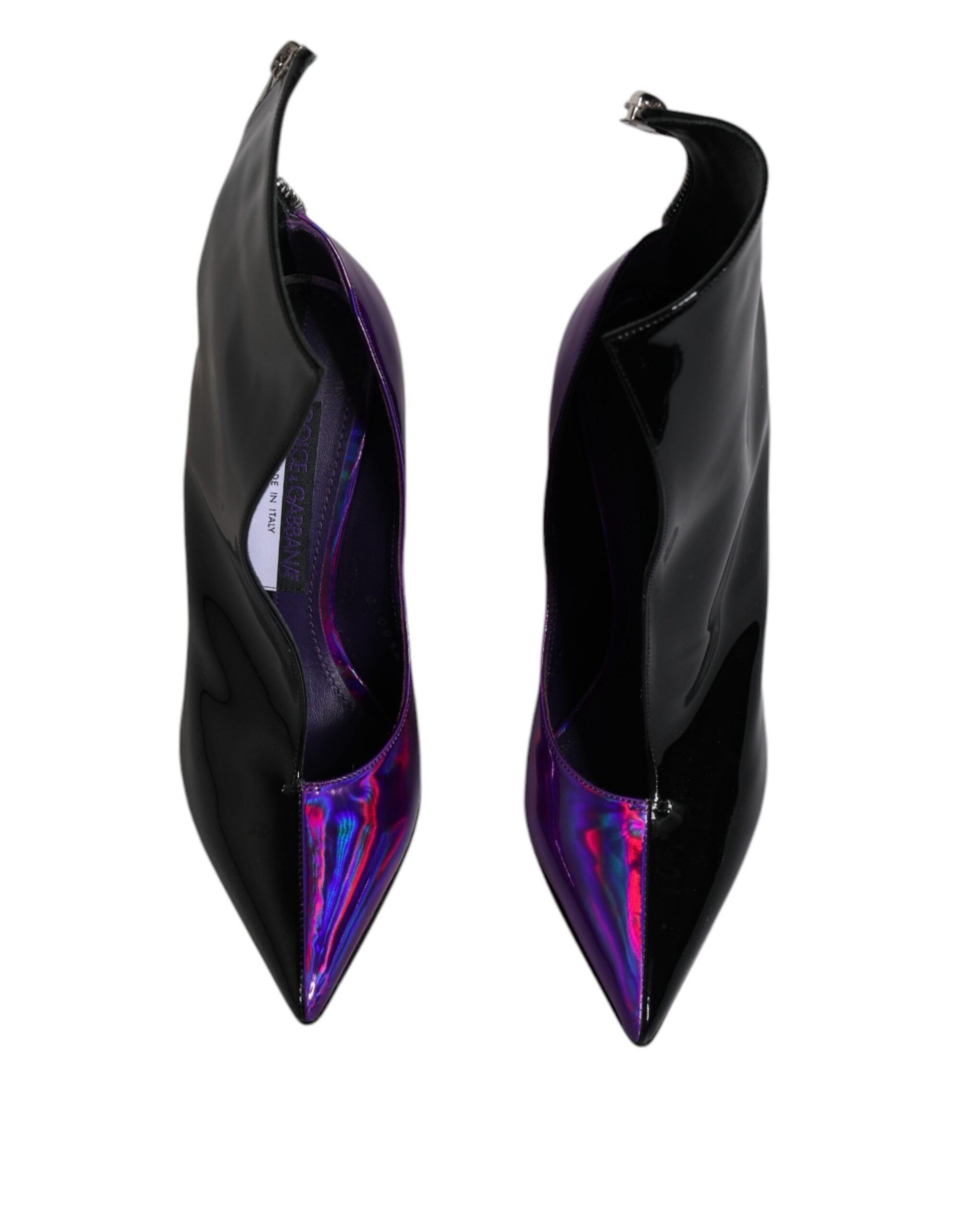 New Dolce & Gabbana Purple Black Pointed Ankle Boots Shoes