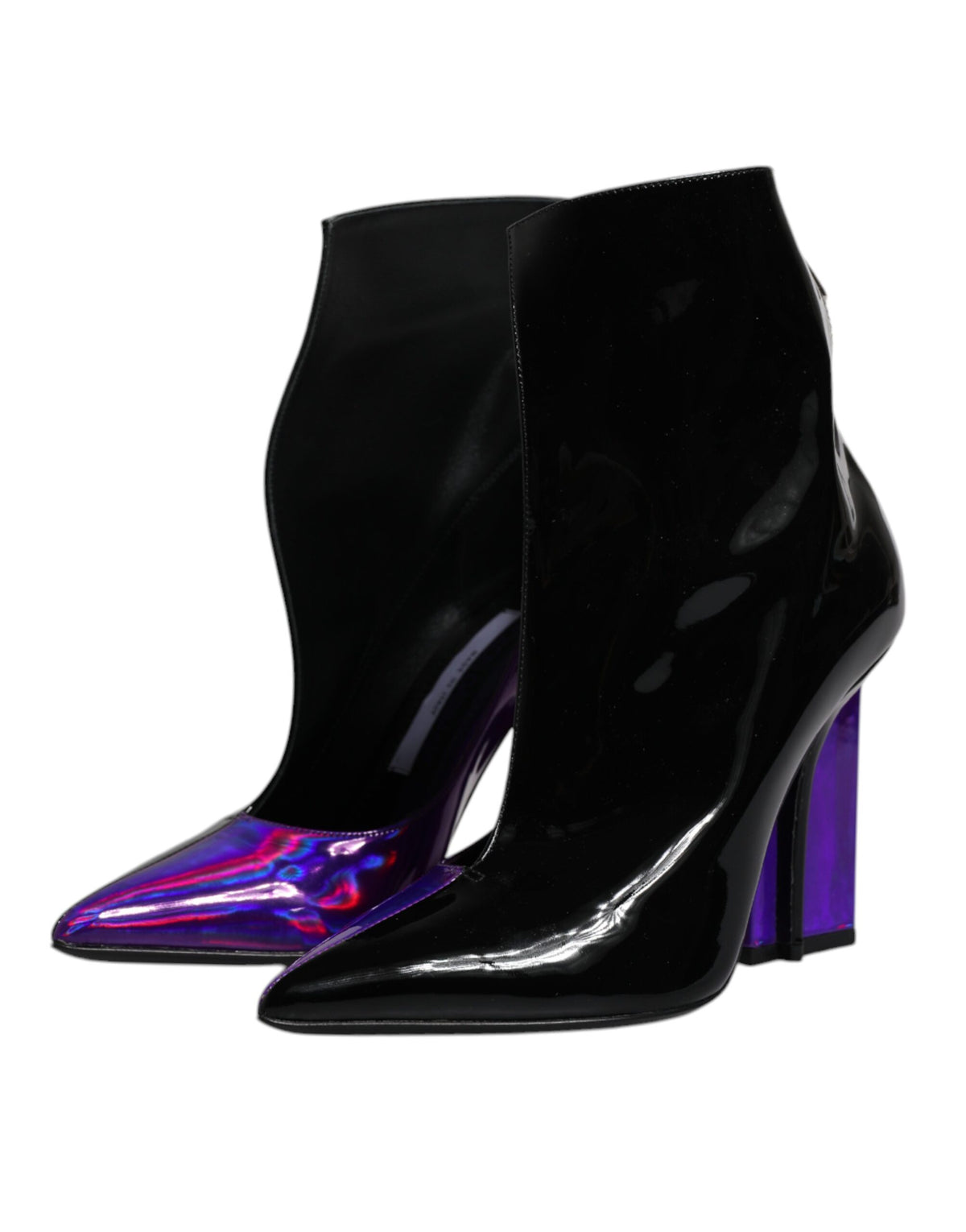 New Dolce & Gabbana Purple Black Pointed Ankle Boots Shoes